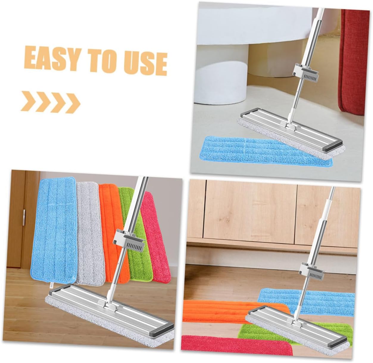 4pcs Reusable Fiber Cloth Mop Pads for Home and Commercial Use
