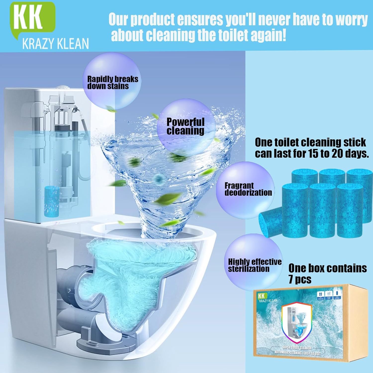 Krazy Klean Toilet Cleaner 7 Pcs Fresh and Clean