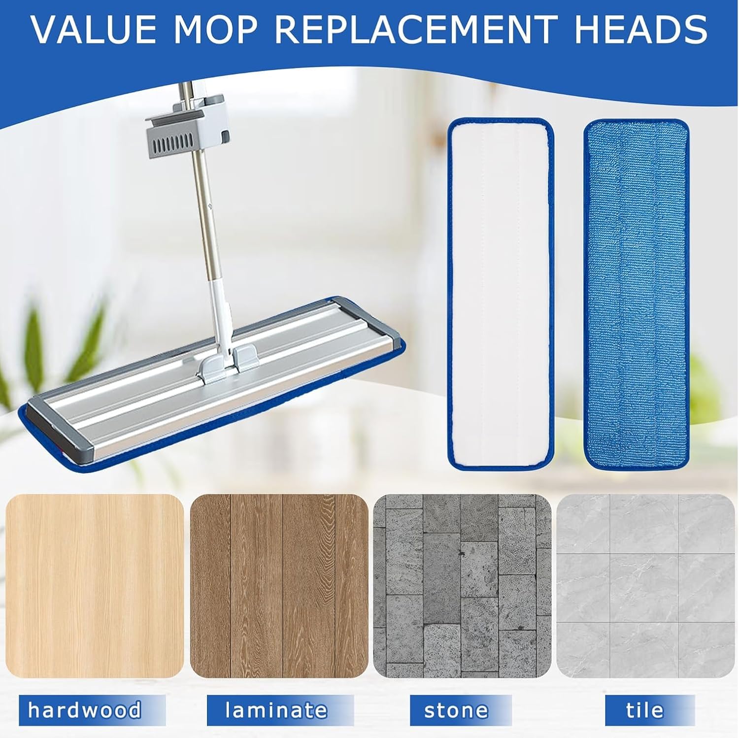 12 Pack Microfiber Mop Pads for 16-18 Inch Frames