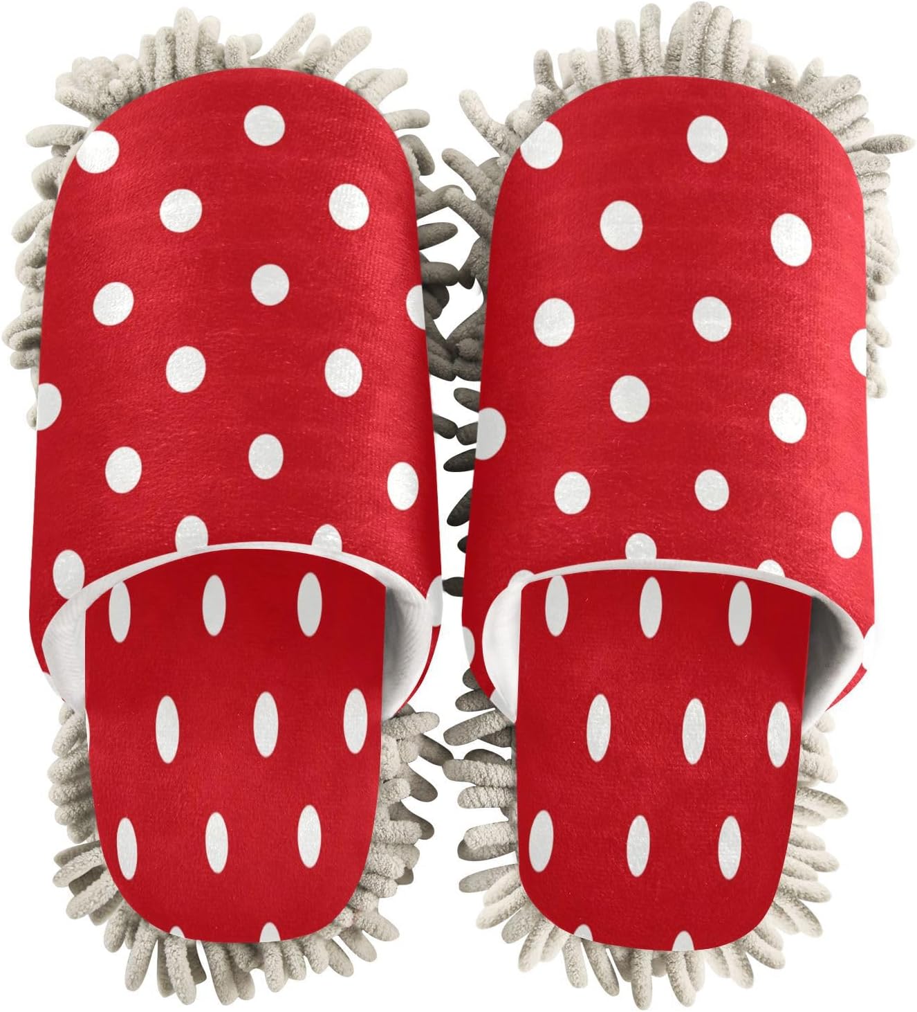 Bulletgxll Mop Slippers Red Dot Microfiber Washable Floor Mop