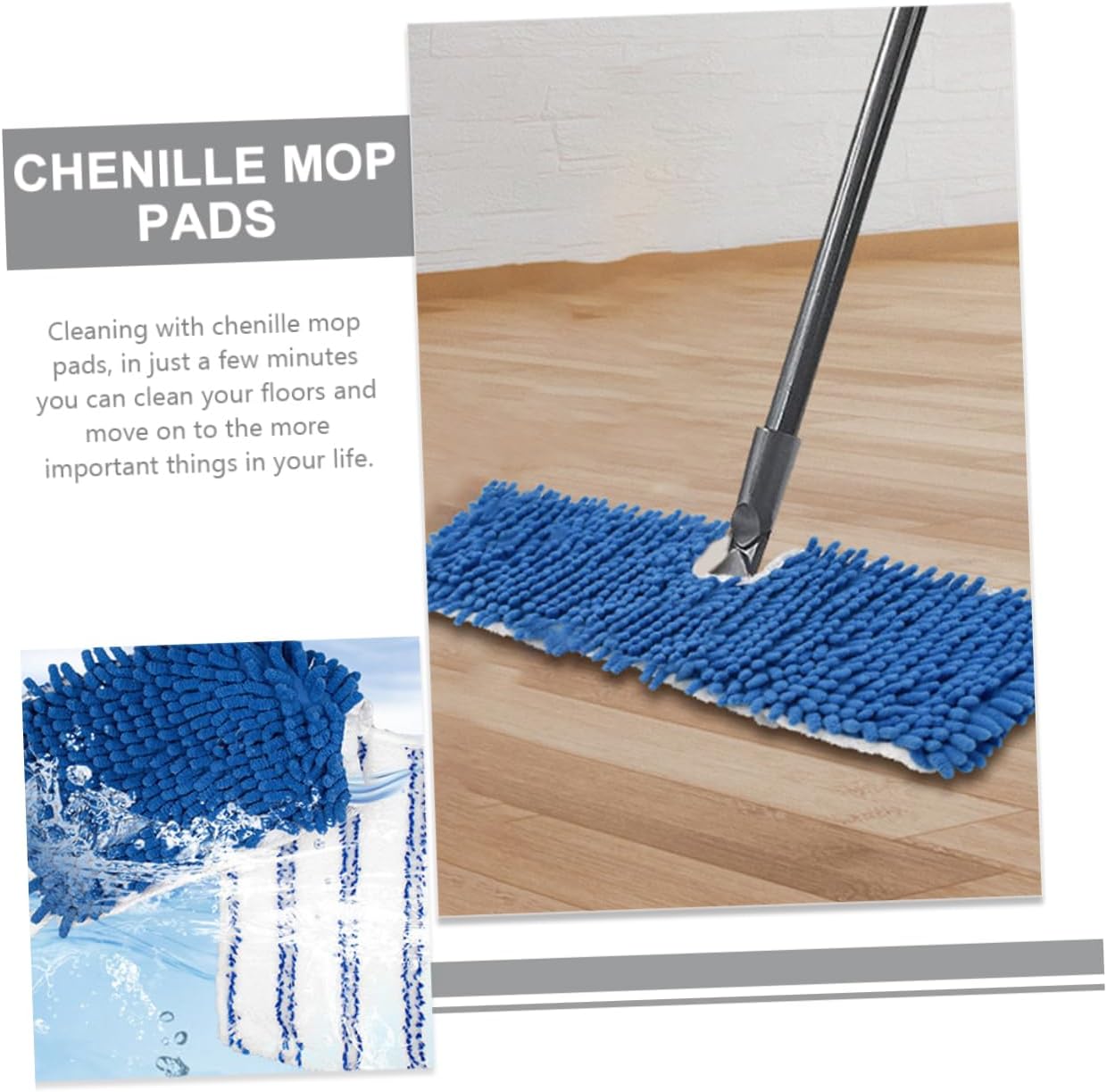 PACKOVE 2Pcs Chenille Mop Replacement Pads Reusable