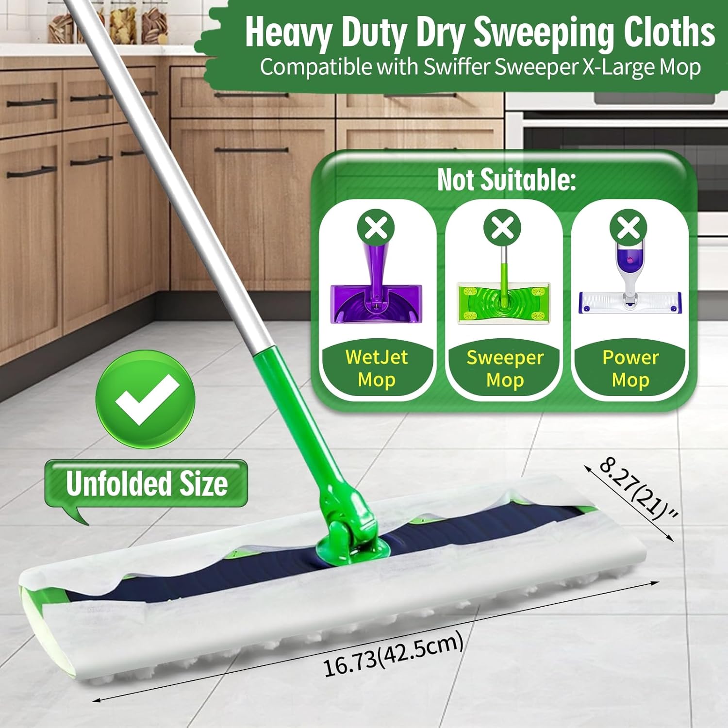 Senowi Heavy Duty Dry Mop Pads for Swiffer XL 50 Count Unscented