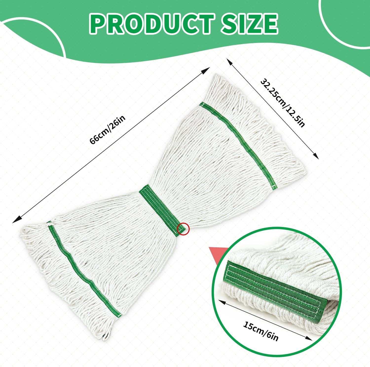 6 Pack Heavy Duty Mop Heads with Looped Ends