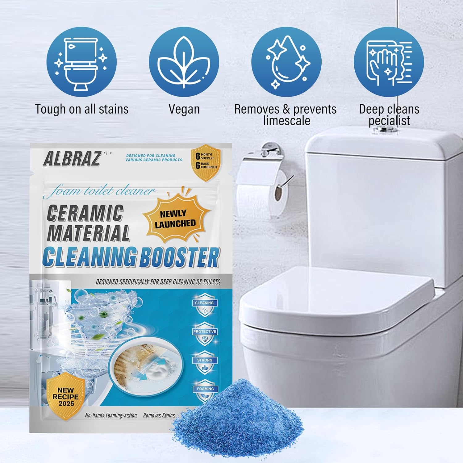 ALBRAZ Splash Toilet Cleaner - Automatic Foam Deep Cleaning