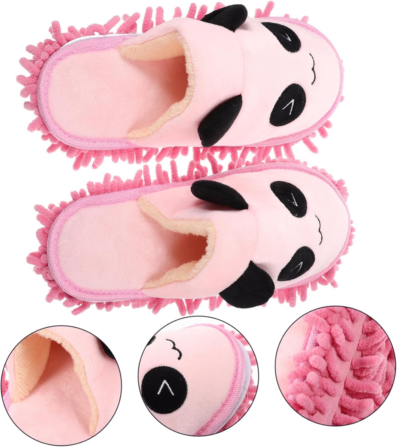 PACKOVE 1 Pair Washable Mop Slippers Cute Panda Design