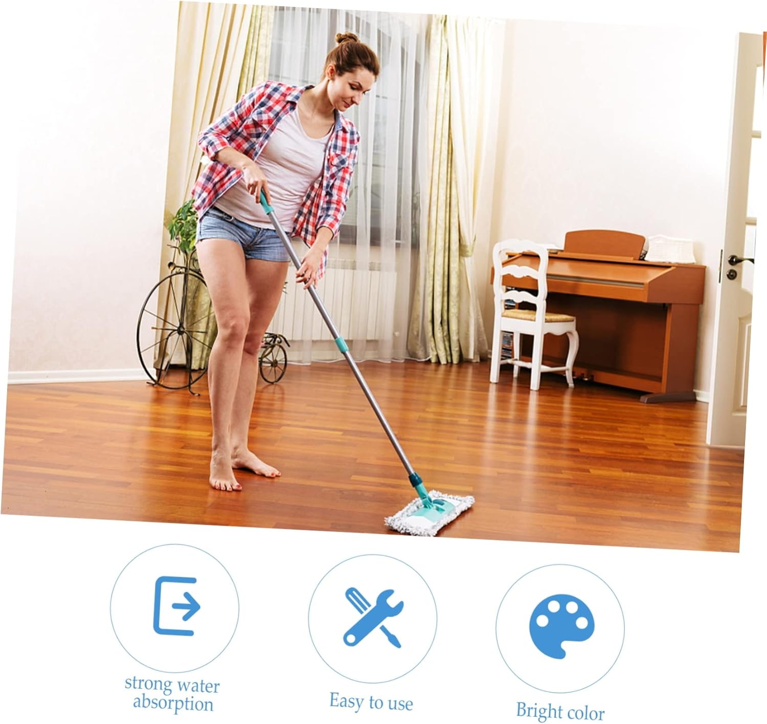 4pcs Washable Mop Pads Reusable Cleaning Replacement for Hard Floors