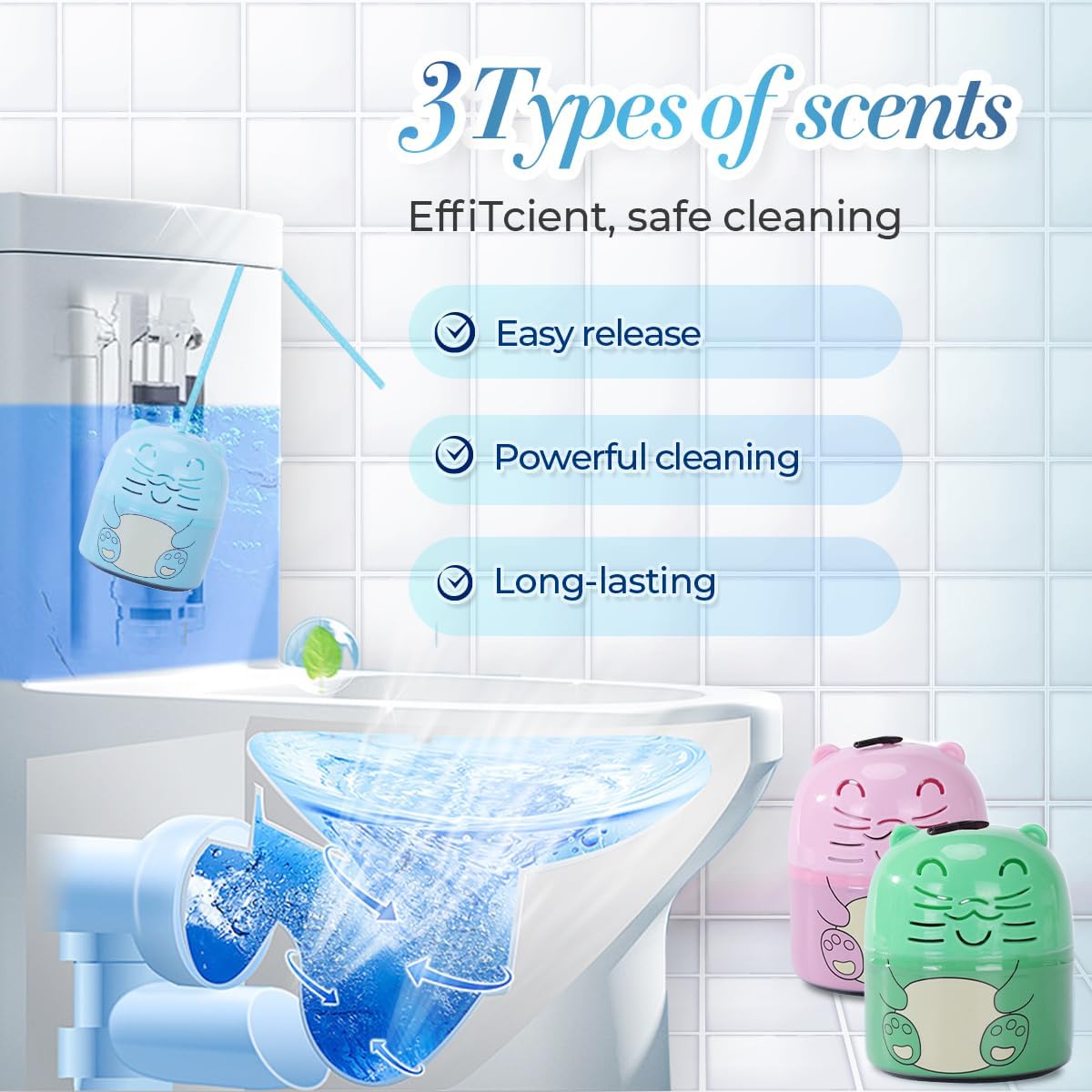HOAIME Toilet Cleaner Deodorizer 3 Pcs Magic Bottle