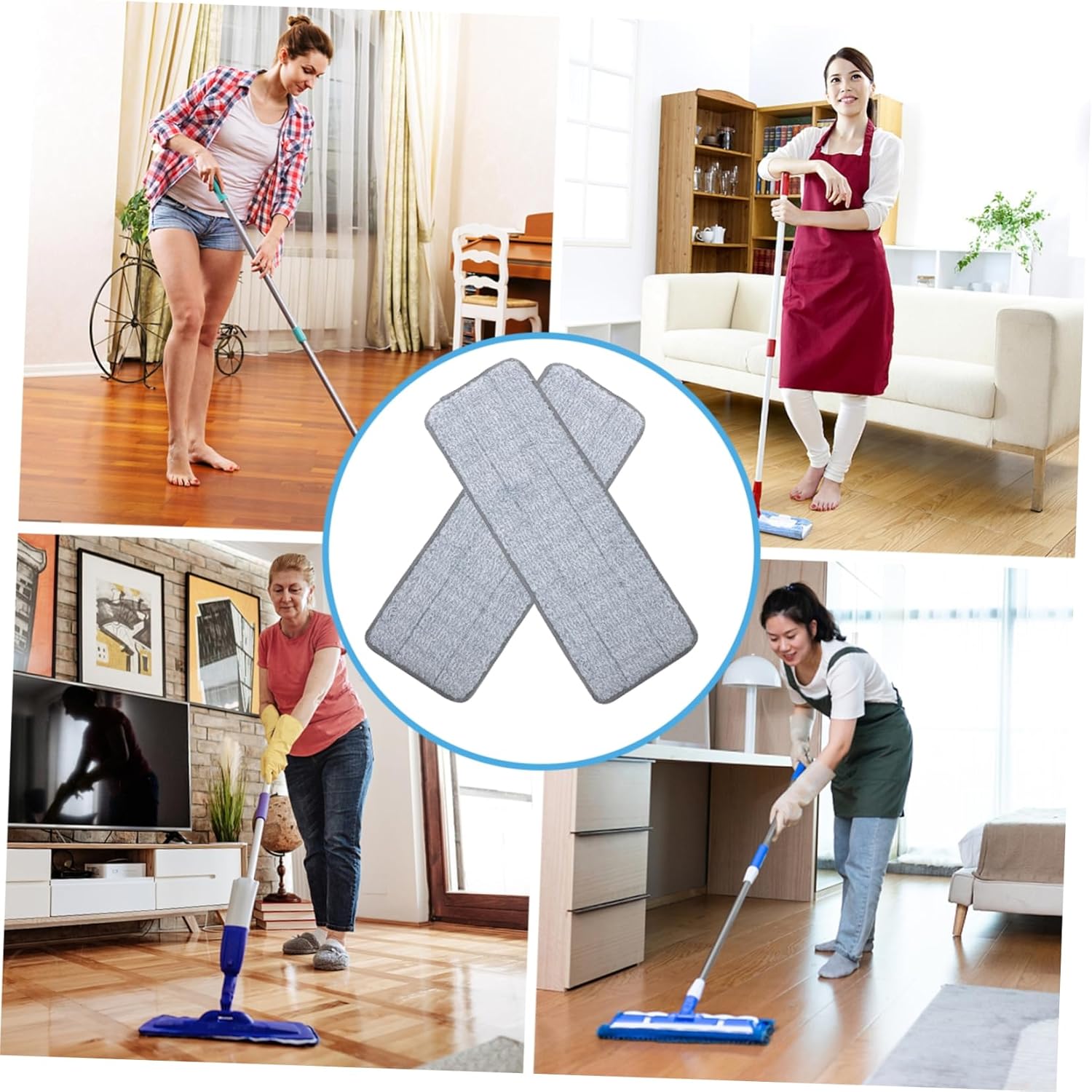 SHERCHPRY 2pcs Microfiber Mop Pads - Wet Dry Cleaning