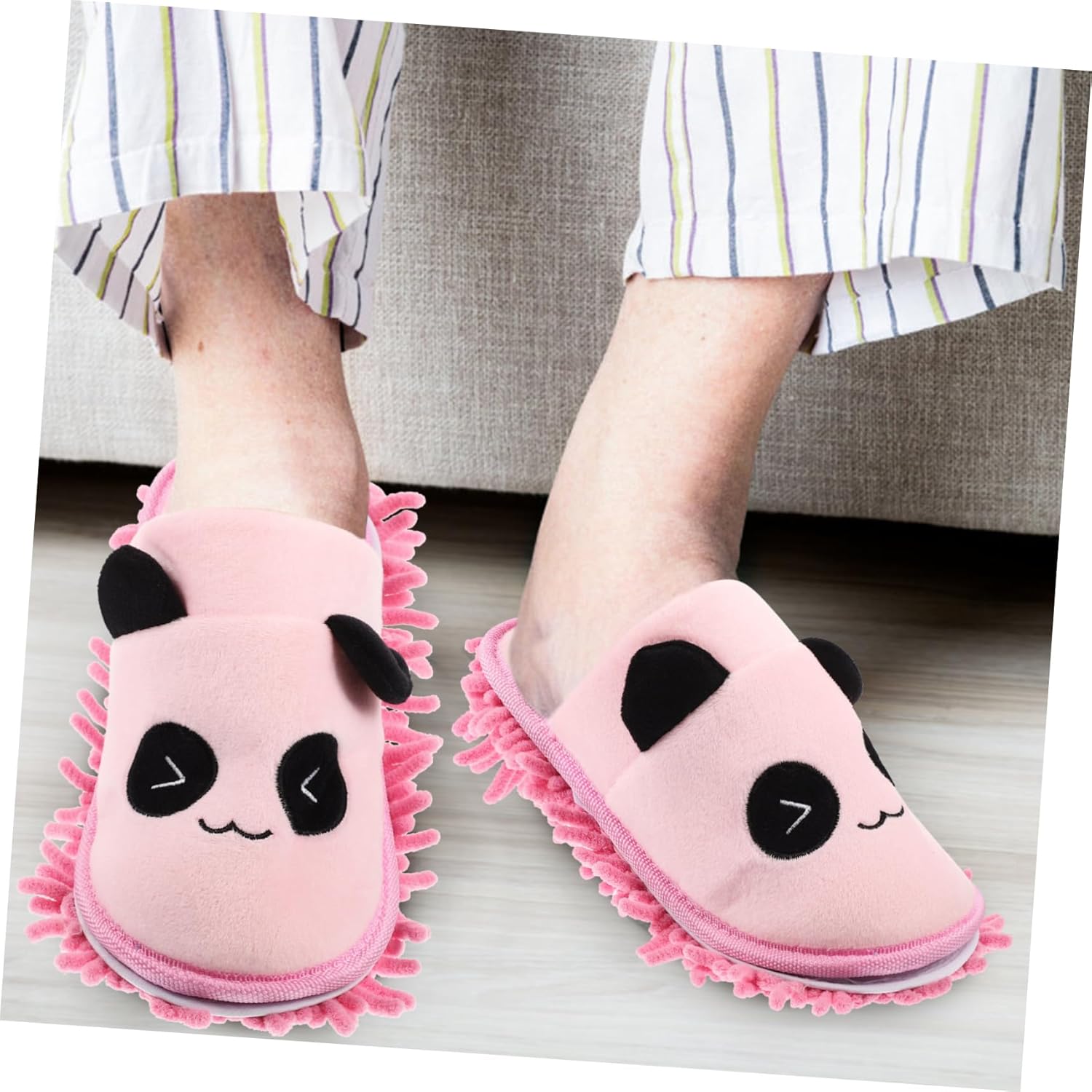 PACKOVE 1 Pair Washable Mop Slippers Cute Panda Design