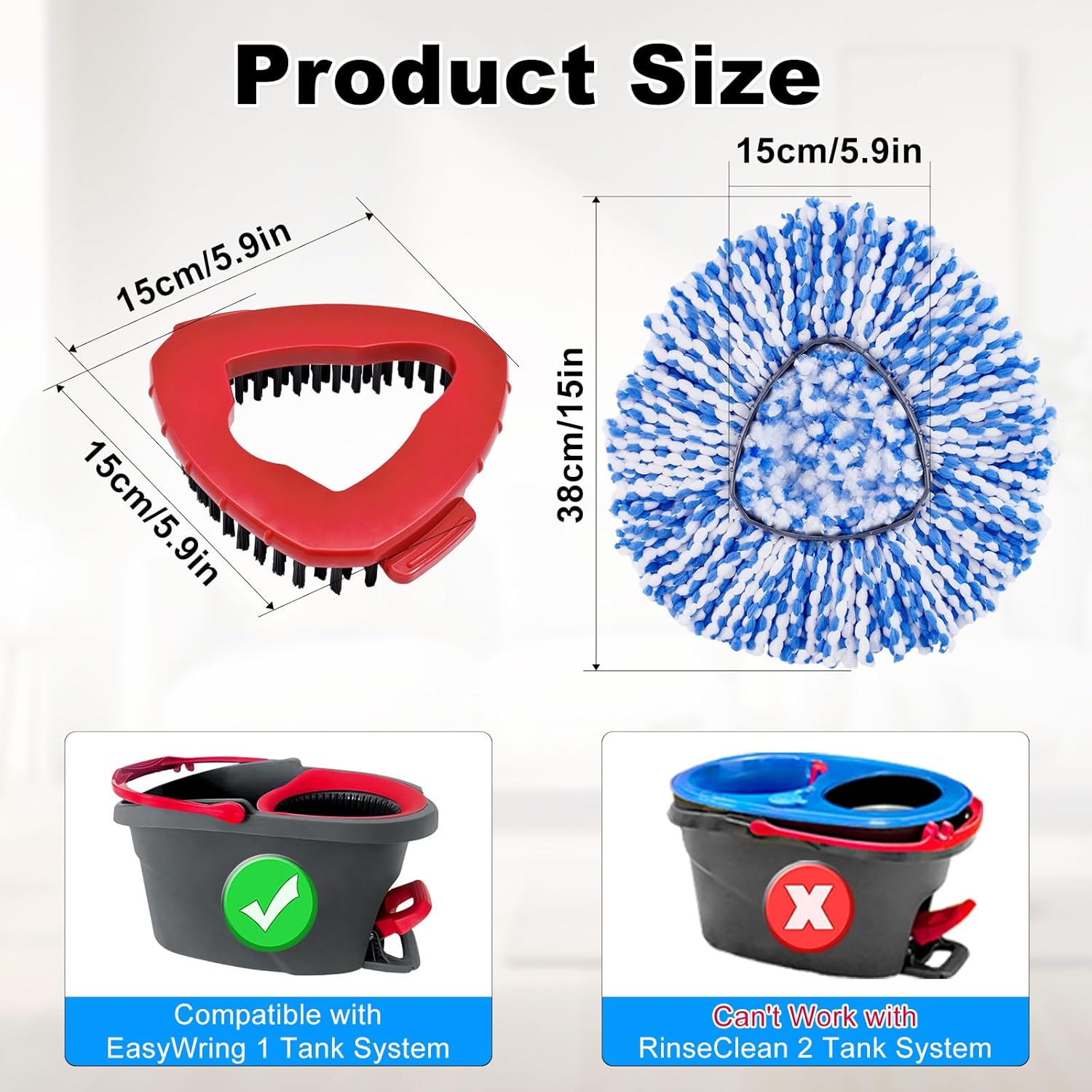 2 Microfiber Mop Heads 2 Scrub Brush Refills for O-Cedar EasyWring