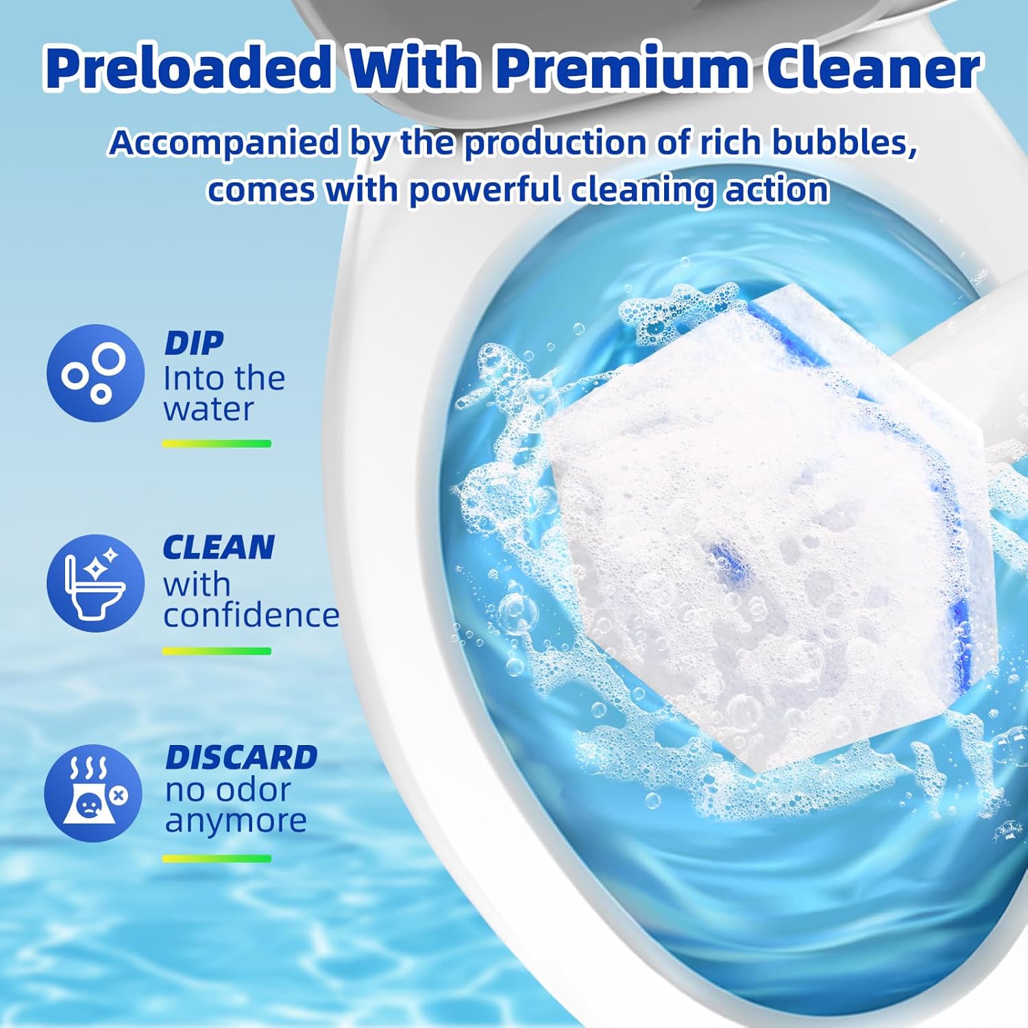 KOKL 60pcs Toilet Brush Refills - Premium Cleaners with Fresh Scent