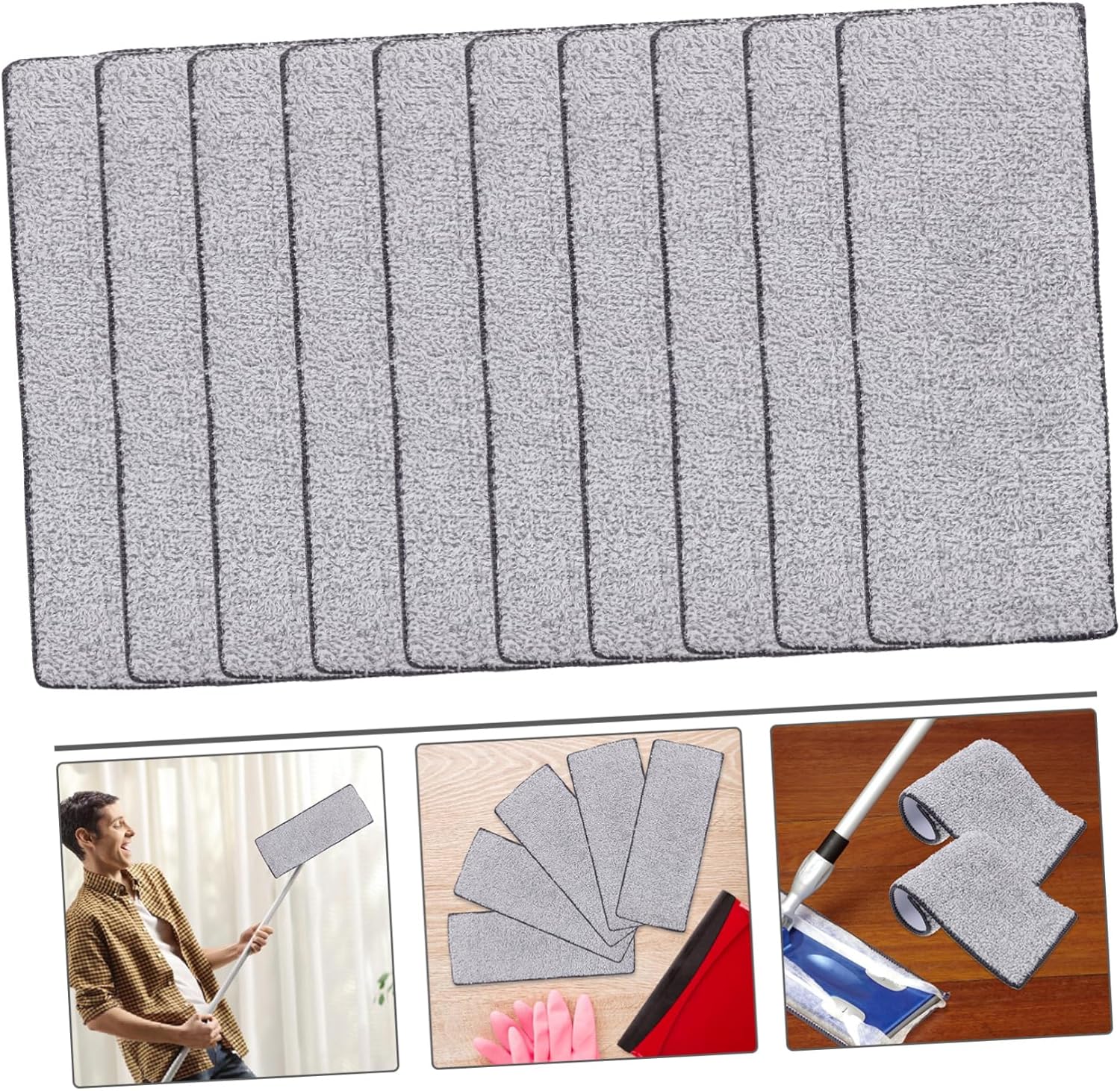 10pcs Reusable Microfiber Mop Pads for Home Cleaning