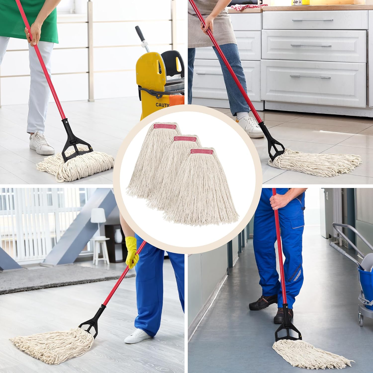 Matthew 24oz Cotton Mop Refills 3-Pack White