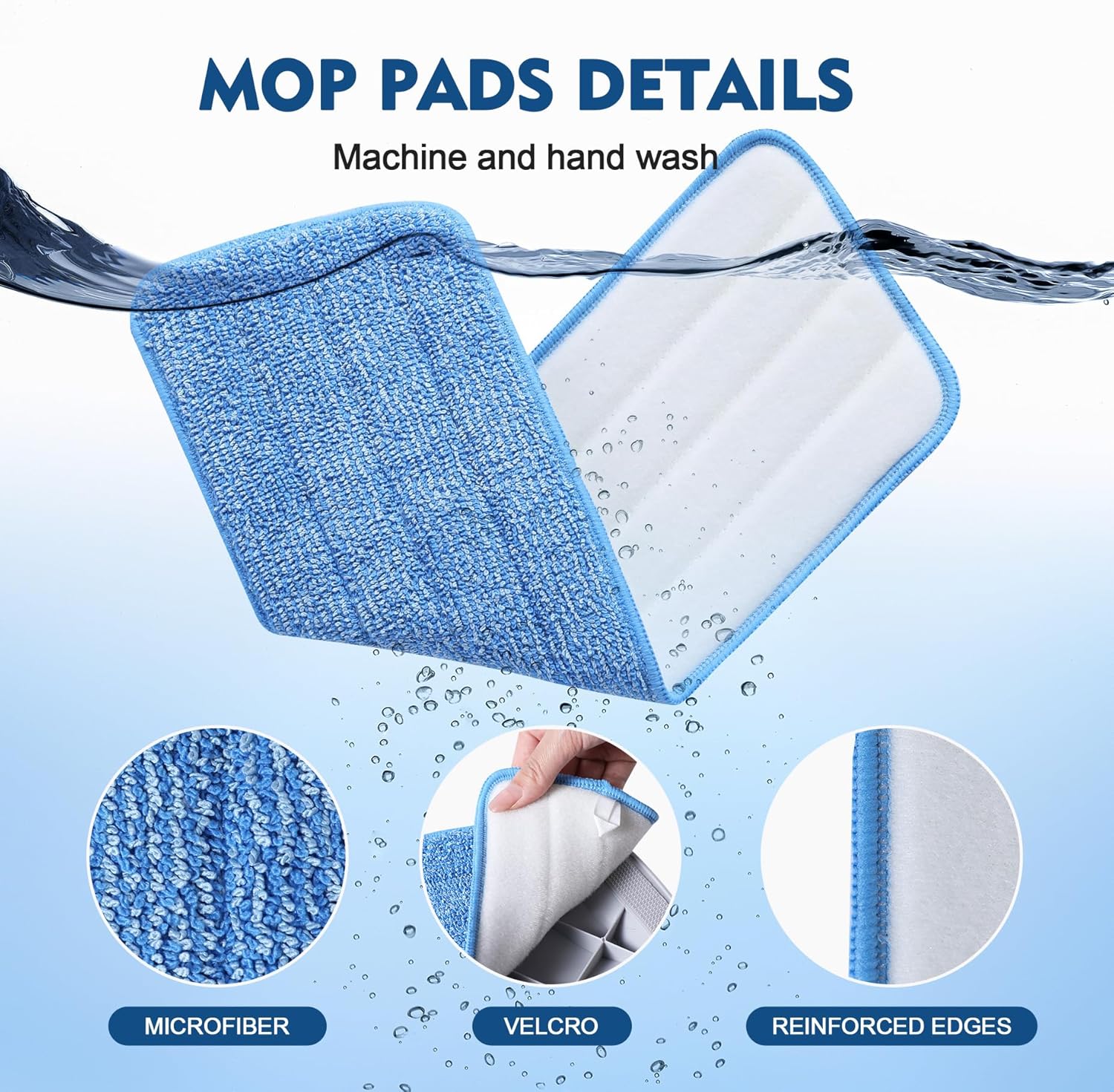 3 Pack Microfiber Mop Pads Refills - Reusable Cleaning Pads for All Spray Mops