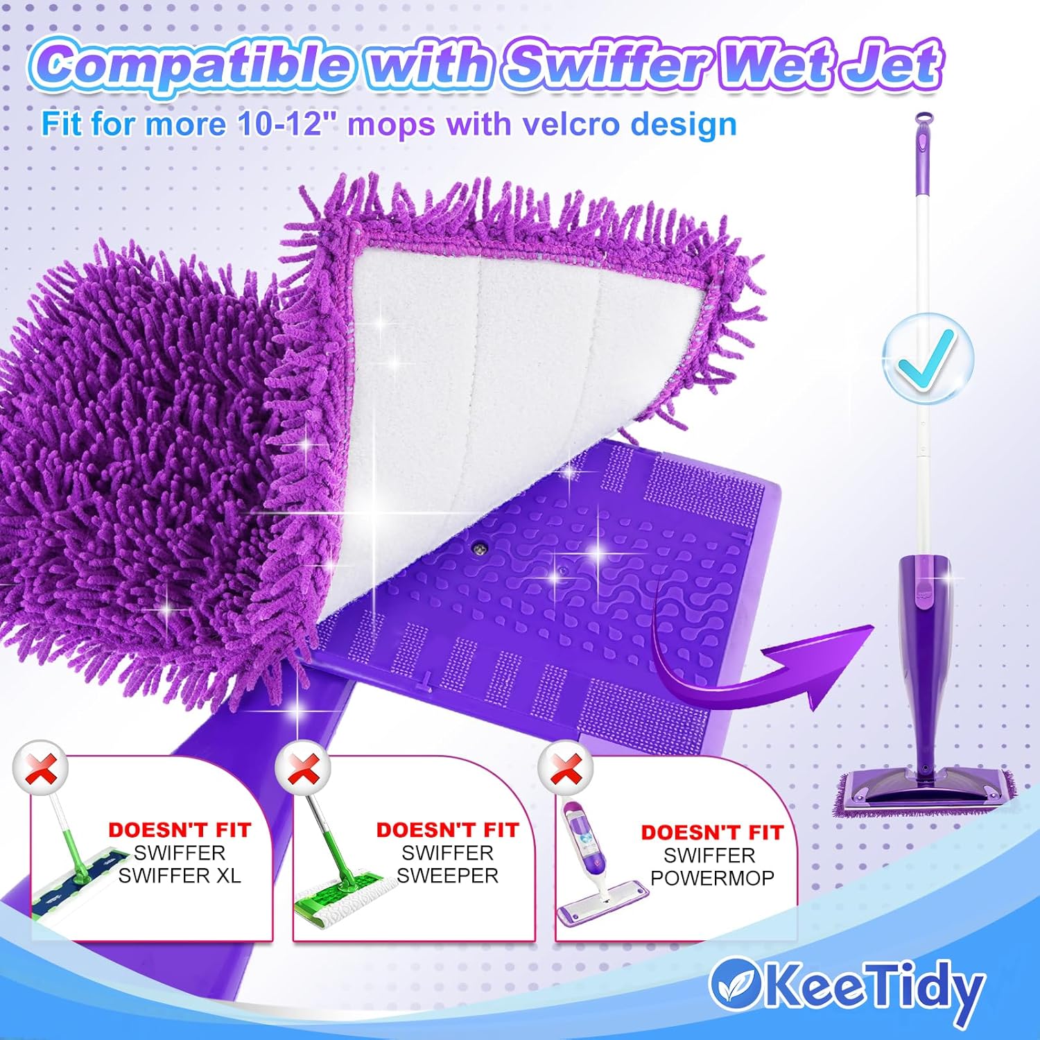 KeeTidy Wet Jet Pads for Swiffer 3 Pack