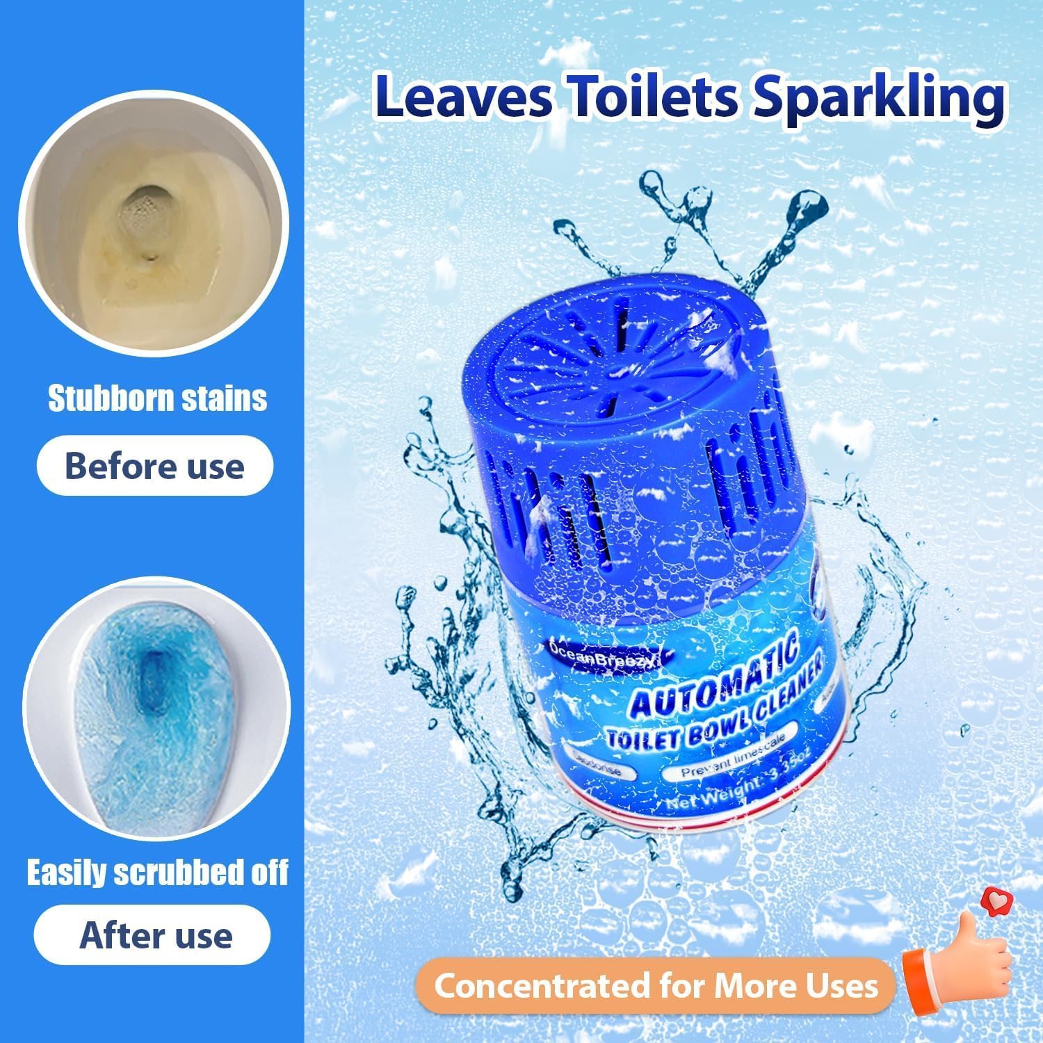 OceanBreezy Toilet Bowl Cleaner 3 Bottles Set