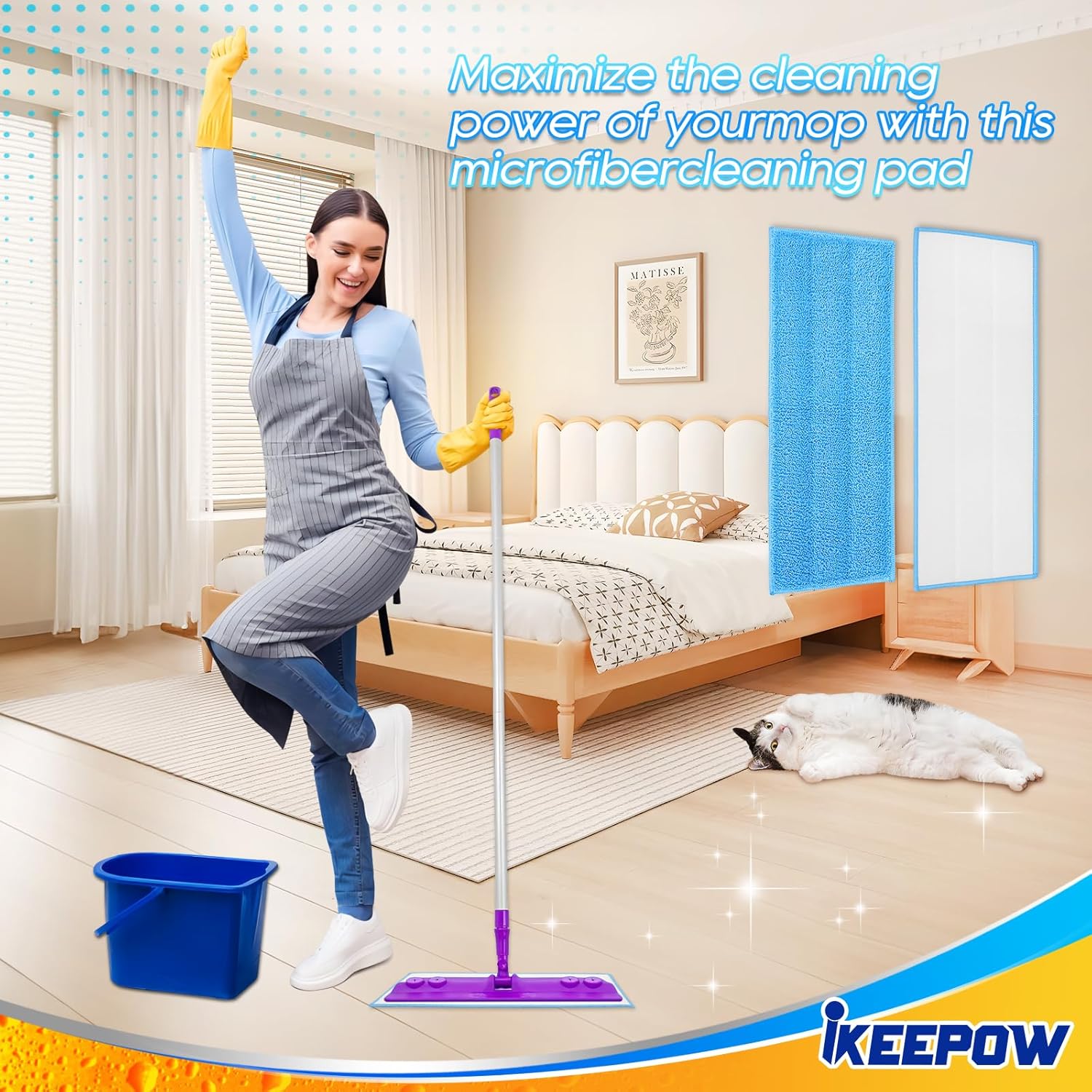 iKEEPOW 6-Pack Reusable Microfiber Mop Pads