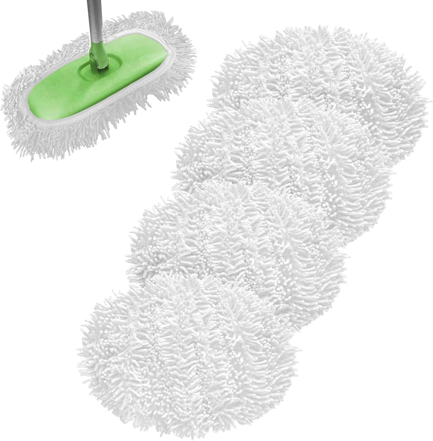 Reusable Microfiber Mop Pads 4 Pack White