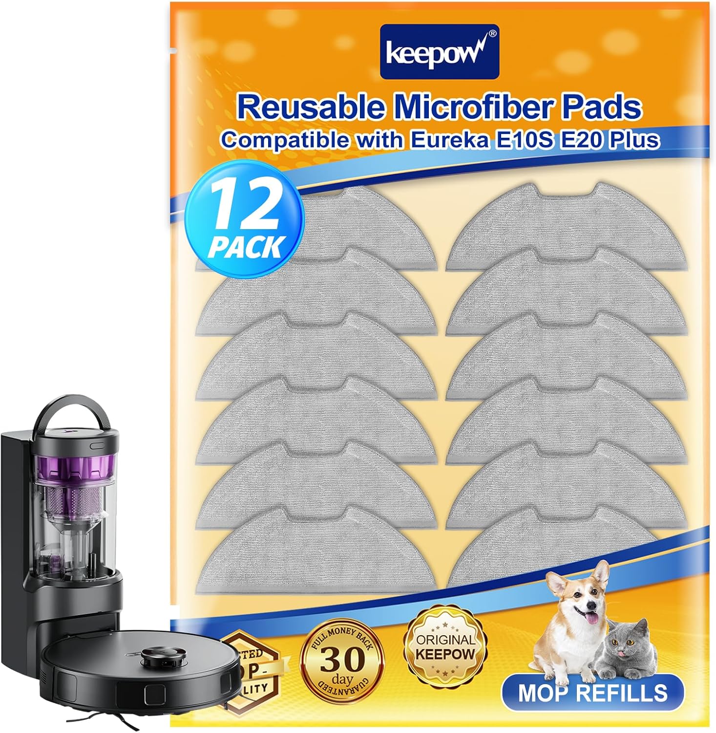 12PCS Reusable Vacuum Mop Pads for Eureka E10s E20 Plus