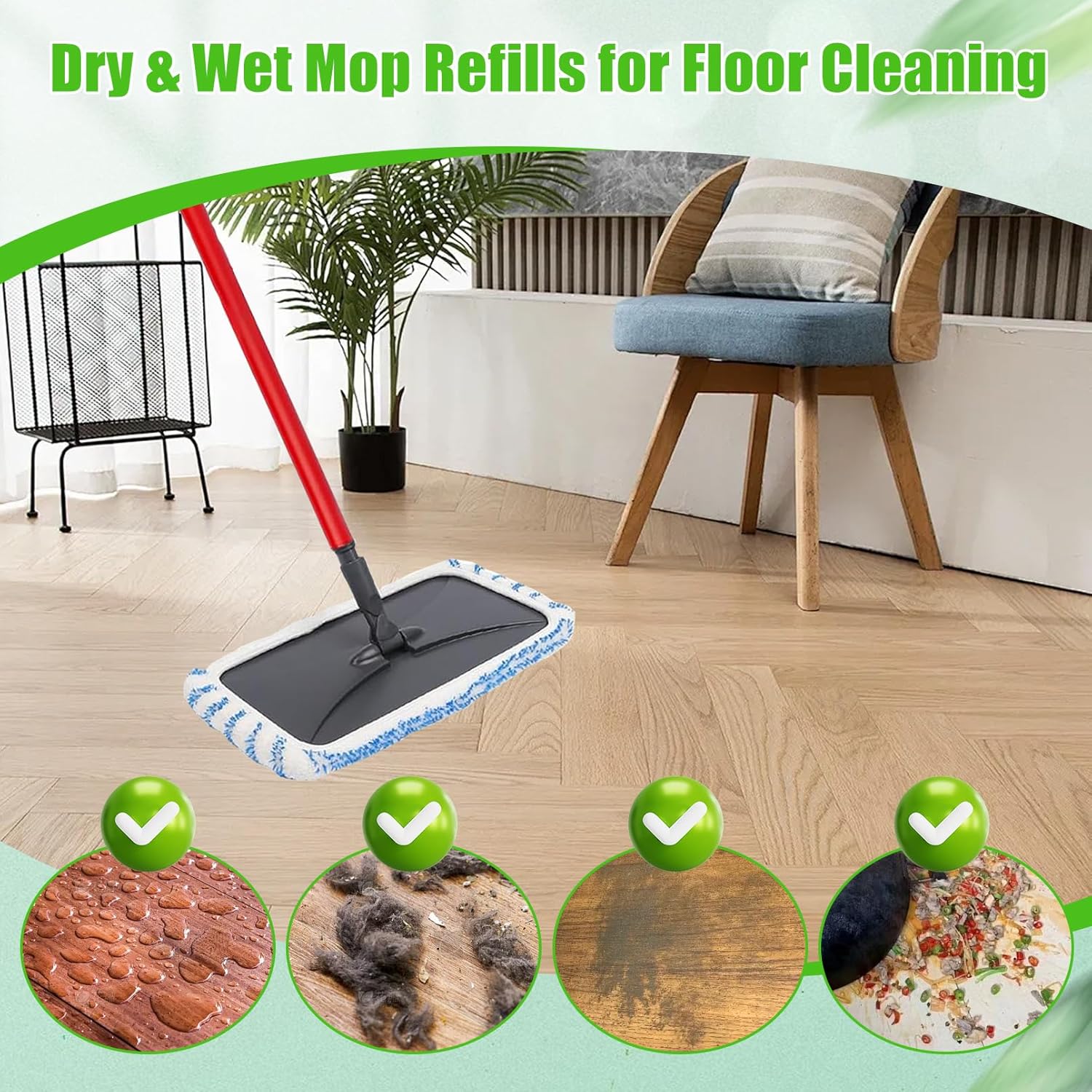 WVYNUYQP Reusable Cotton Microfiber Mop Paddles 4 Pack