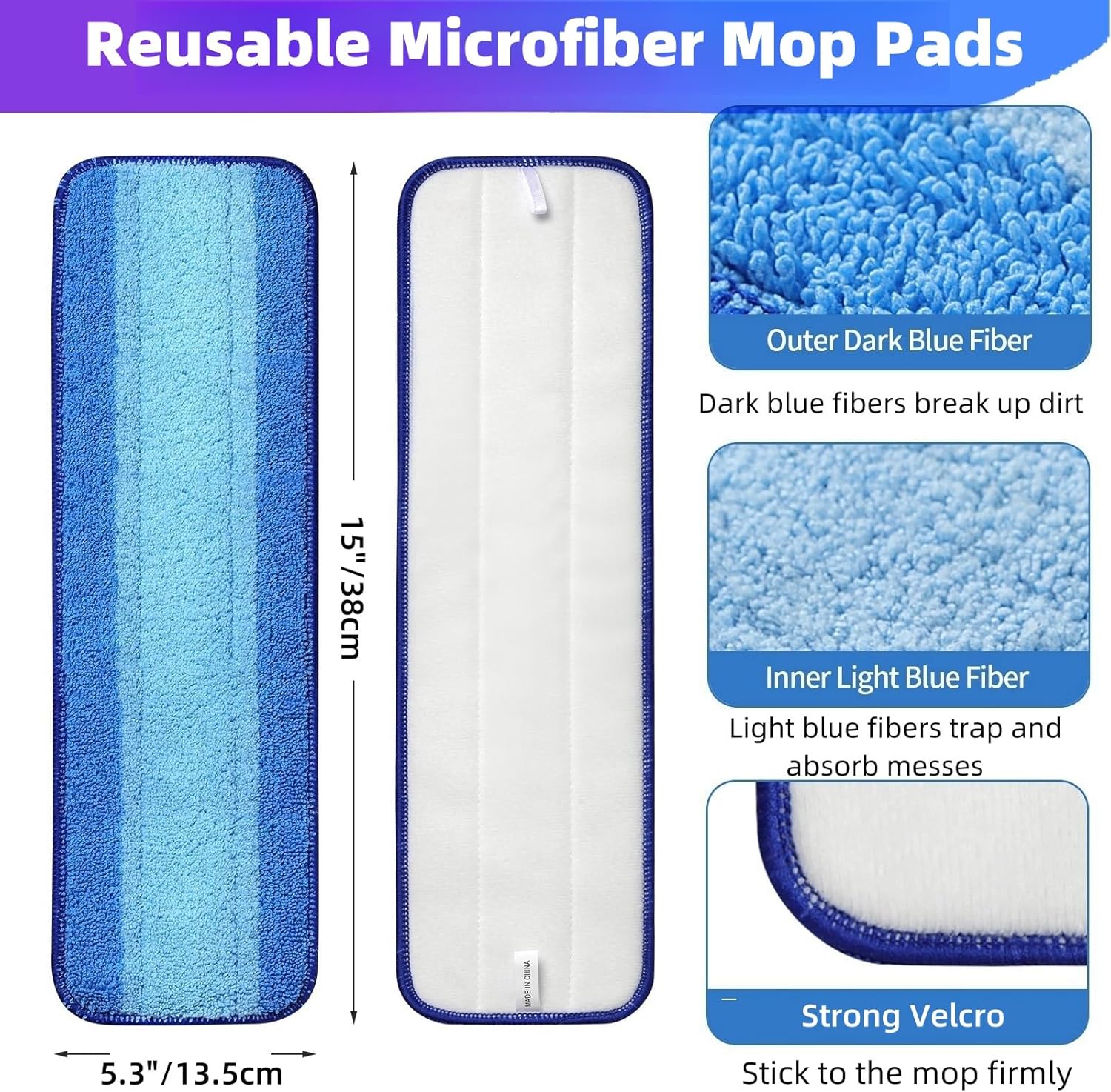 Gazeer 8-Pack Reusable Mop Pads for Swiffer PowerMop