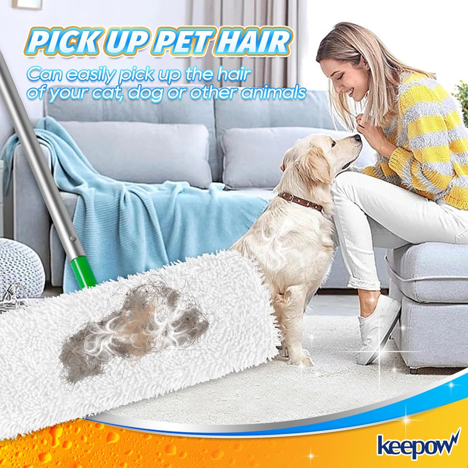 KEEPOW Reusable XL Mop Pads 4 Pack for Swiffer Sweeper XL