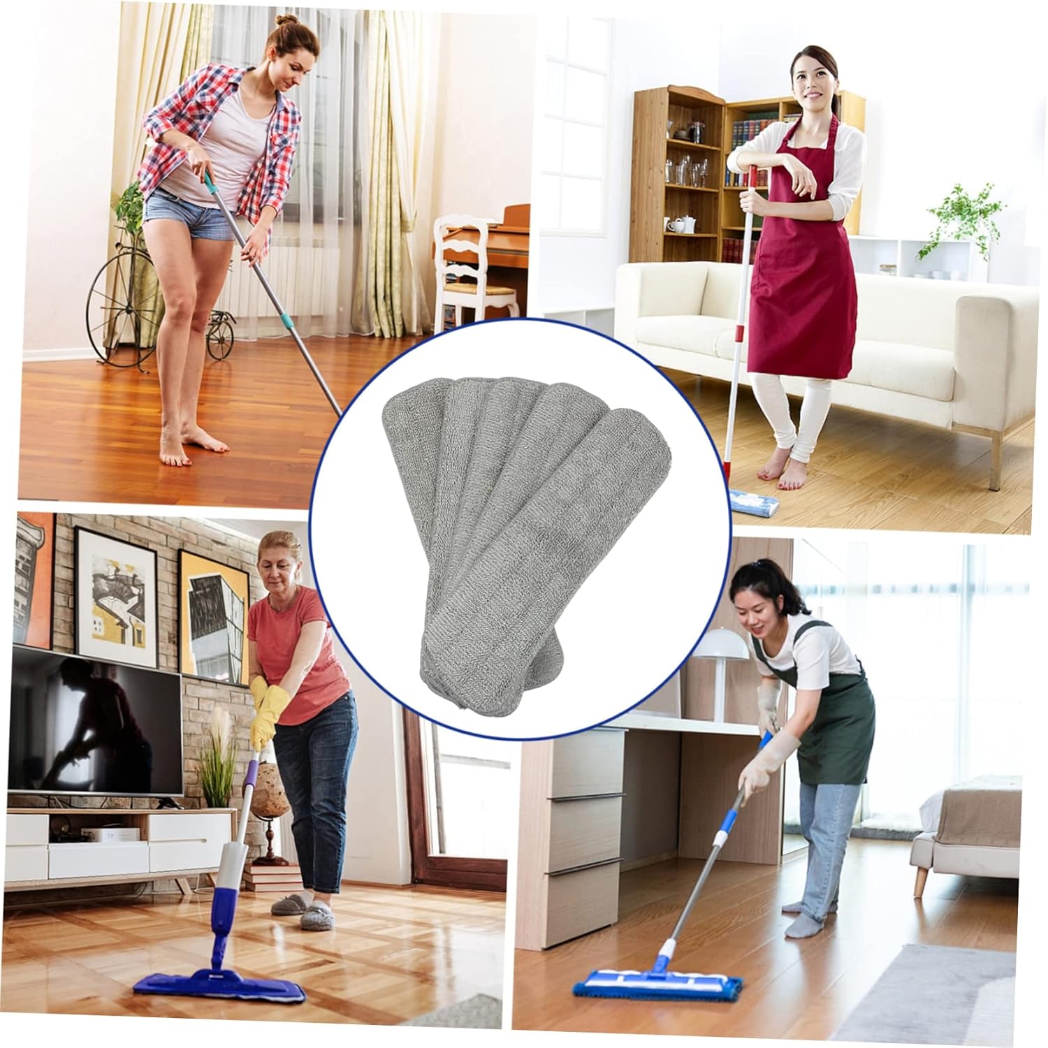 5Pcs Spray Mop Pads Washable Replacement for Hardwood Tile Floors