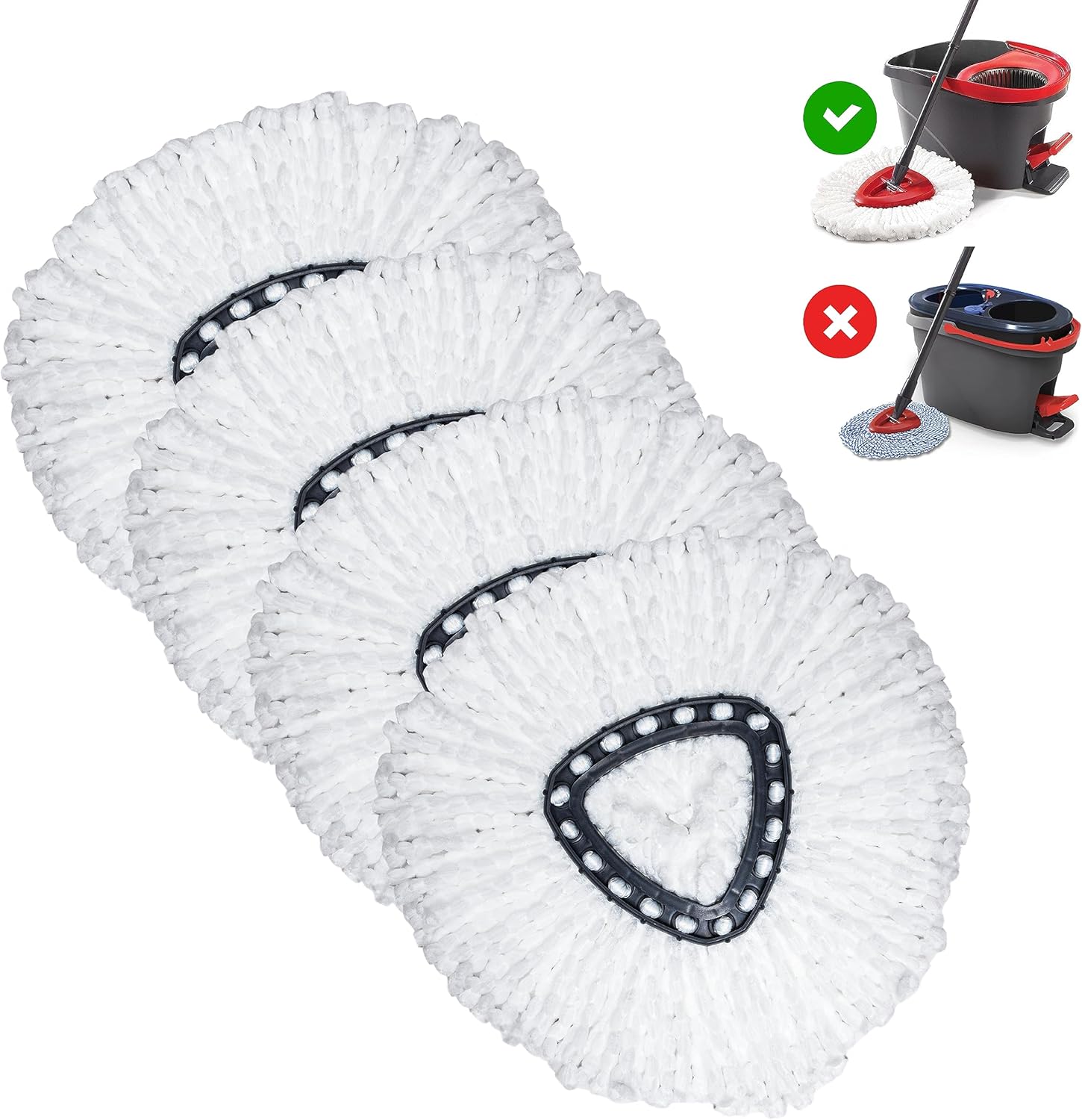 BRENSTEN Spin Mop Refill 4-Pack for O-Cedar Easy Wring 1