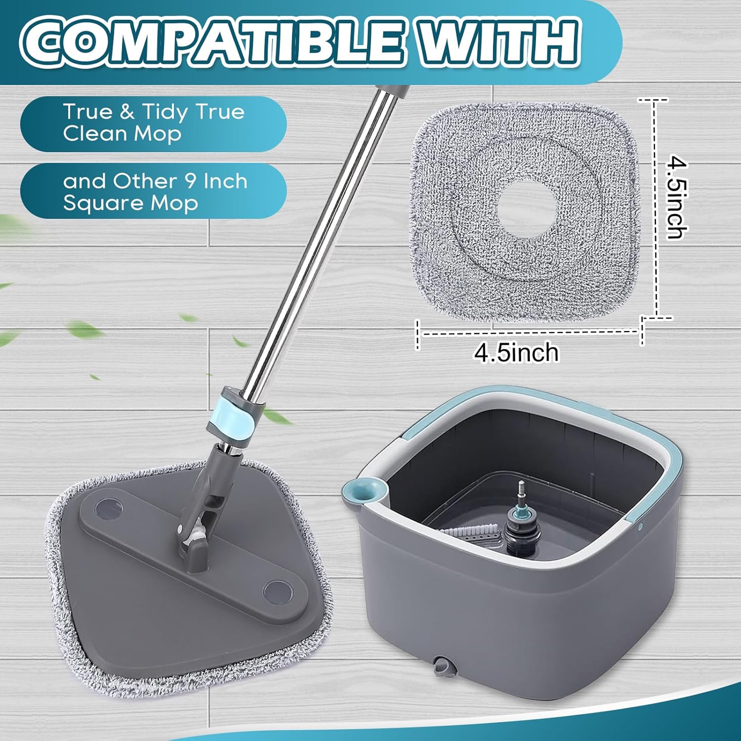 Yicotira Square Microfiber Mop Pads - 6 Pack for True Spin Mop