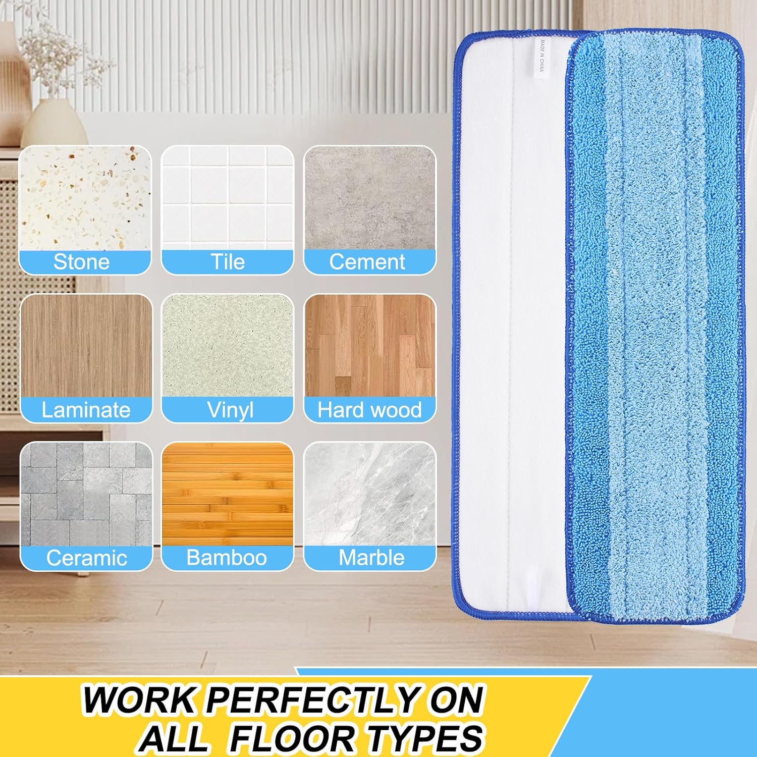 8 Pack 18 Inch Reusable Microfiber Spray Mop Replacement Heads