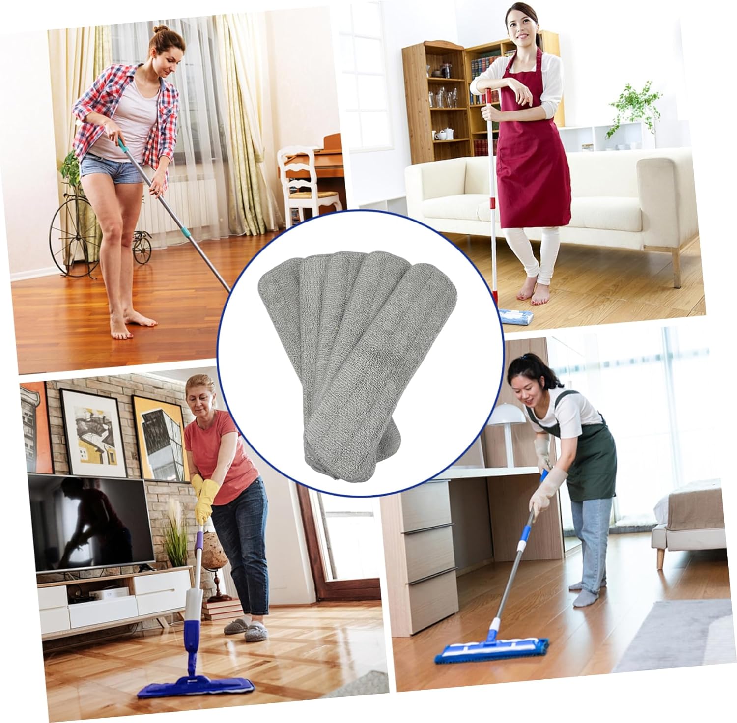 Ipetboom 5PCS Microfiber Mop Pads for Reusable Floor Cleaning