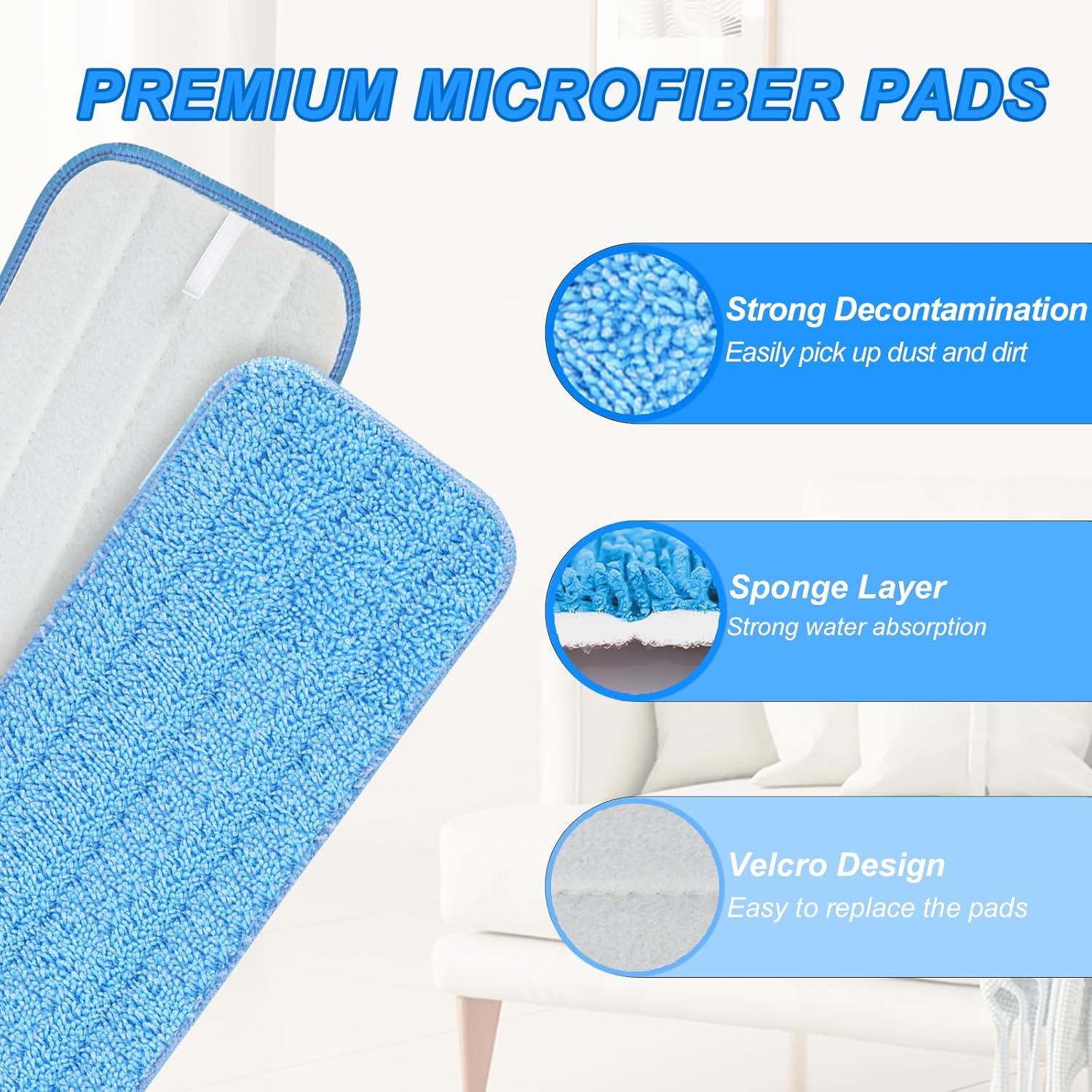 5 Pack Reusable Mop Pads for Swiffer PowerMop 15 Microfiber Refills 1