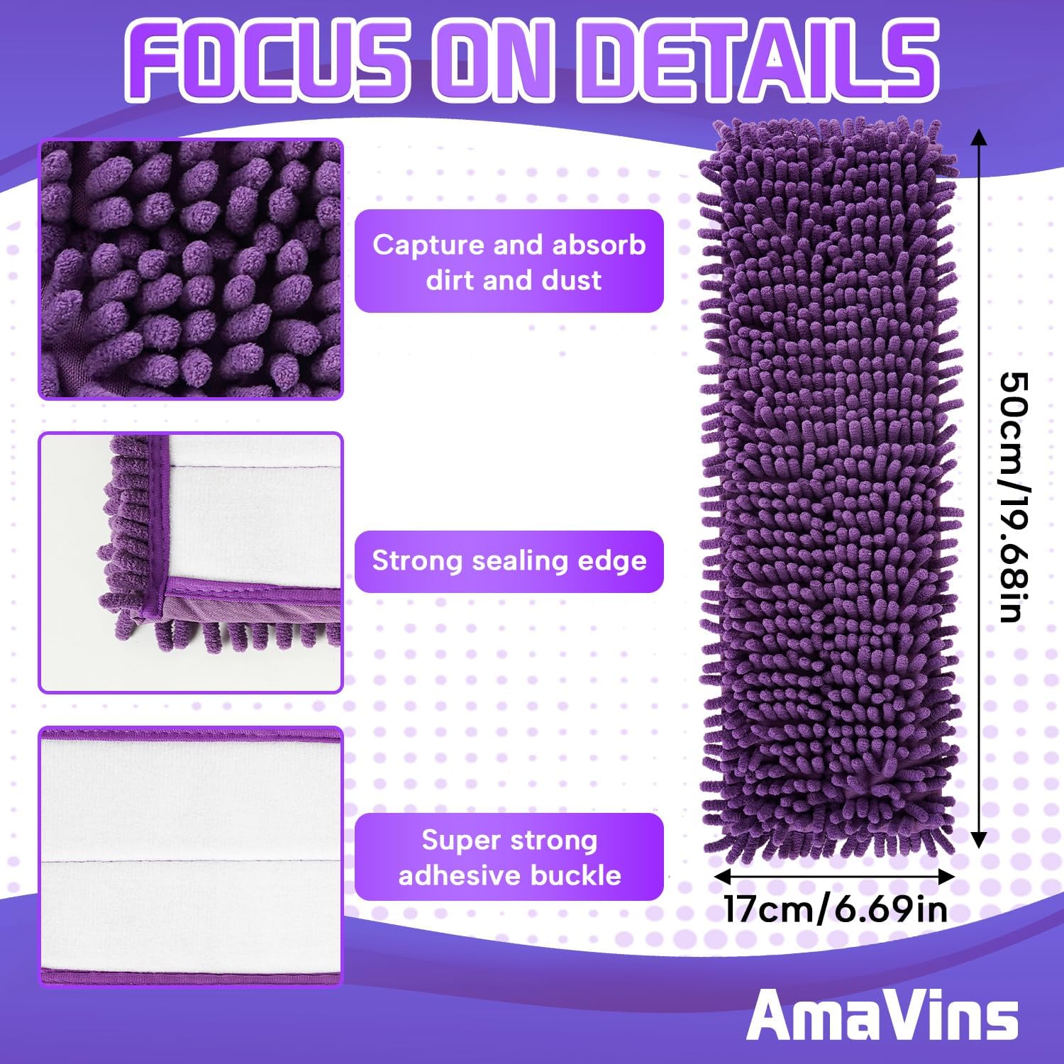 AmaVins 5 Pack Reusable Microfiber Mop Pads for Bona Mop