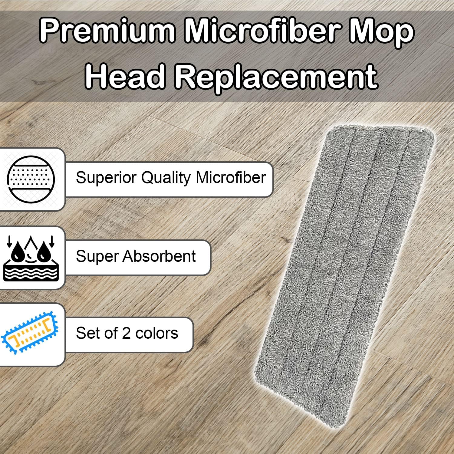 Replacement Microfiber Mop Heads Set of 2 2 Packs