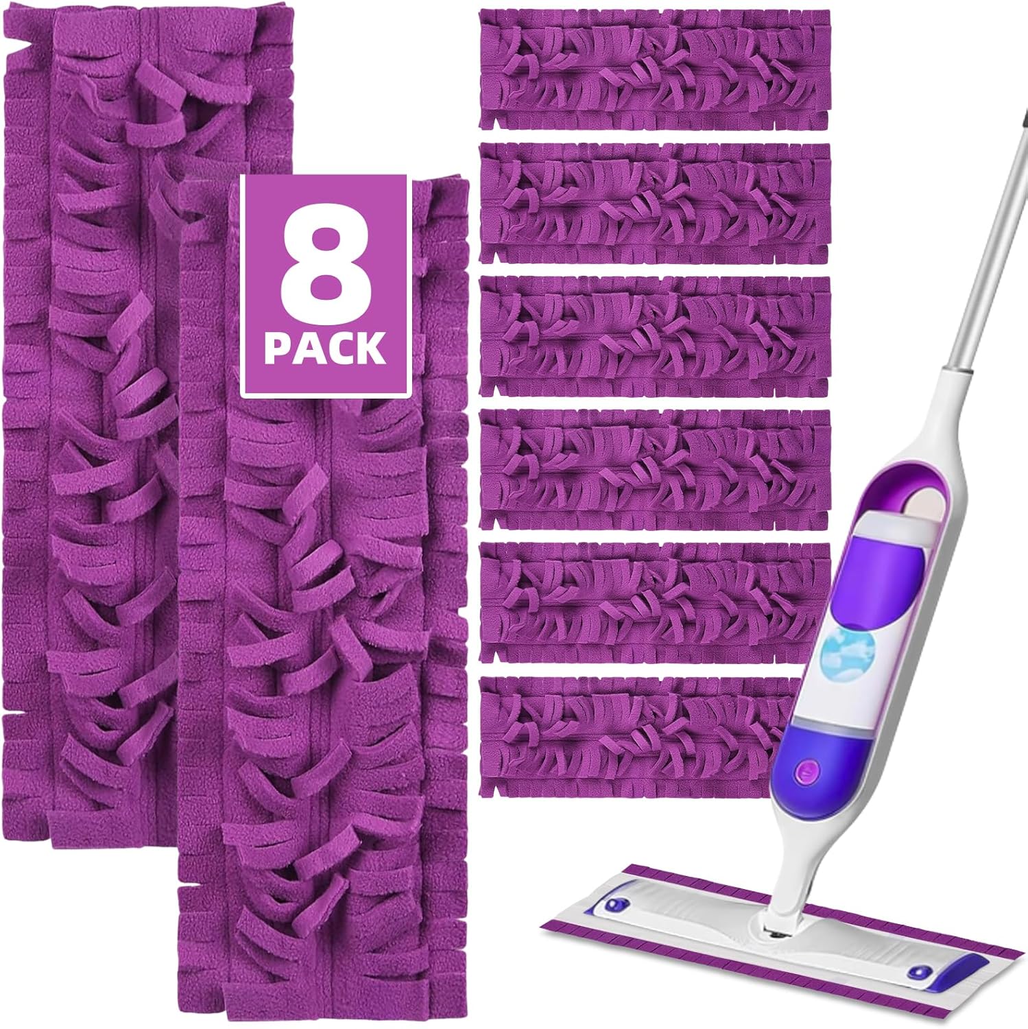 LOVECO 8 Pack Microfiber Mop Refill Pads