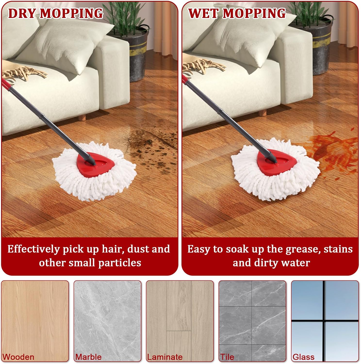 NICEMOVIC 3 Pack Mop Head Replacements for O-Ceda