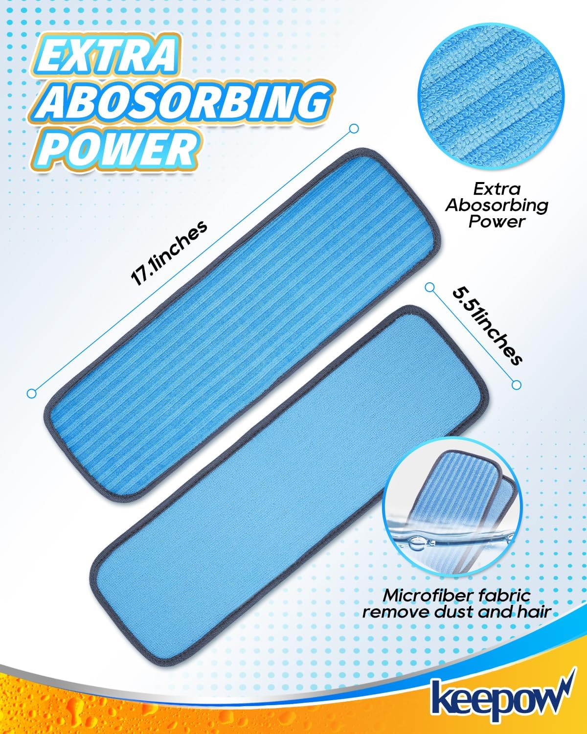 KEEPOW Reusable Microfiber Mop Pads 2 Pack for Wagner 905e 915e 925e