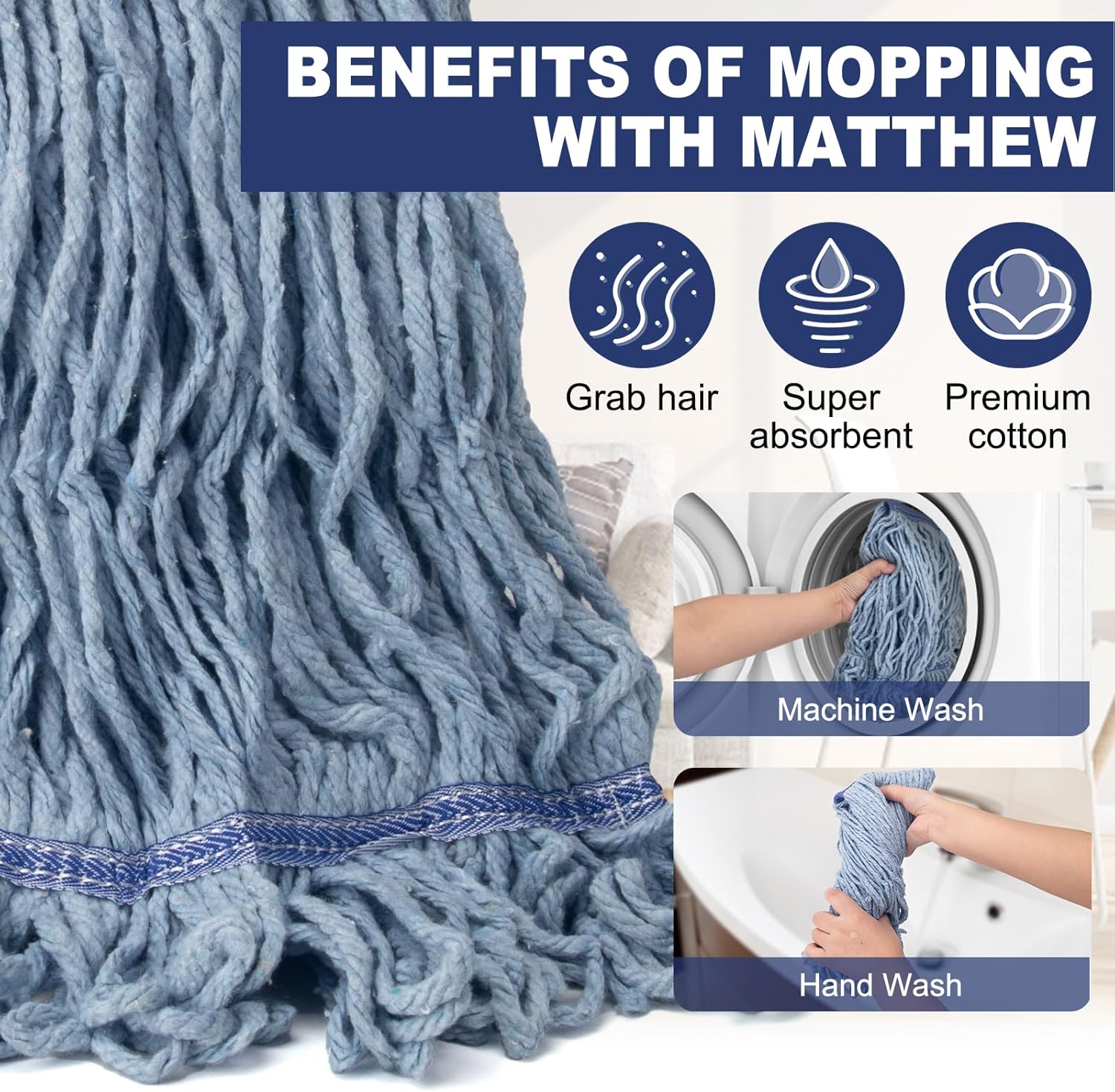 KeFanta 3 Pack Heavy Duty Mop Head Refill