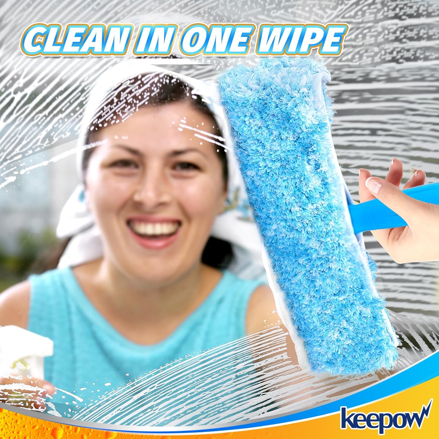 KEEPOW 10 Inch Microfiber Window Scrubber Refill 4 Pack