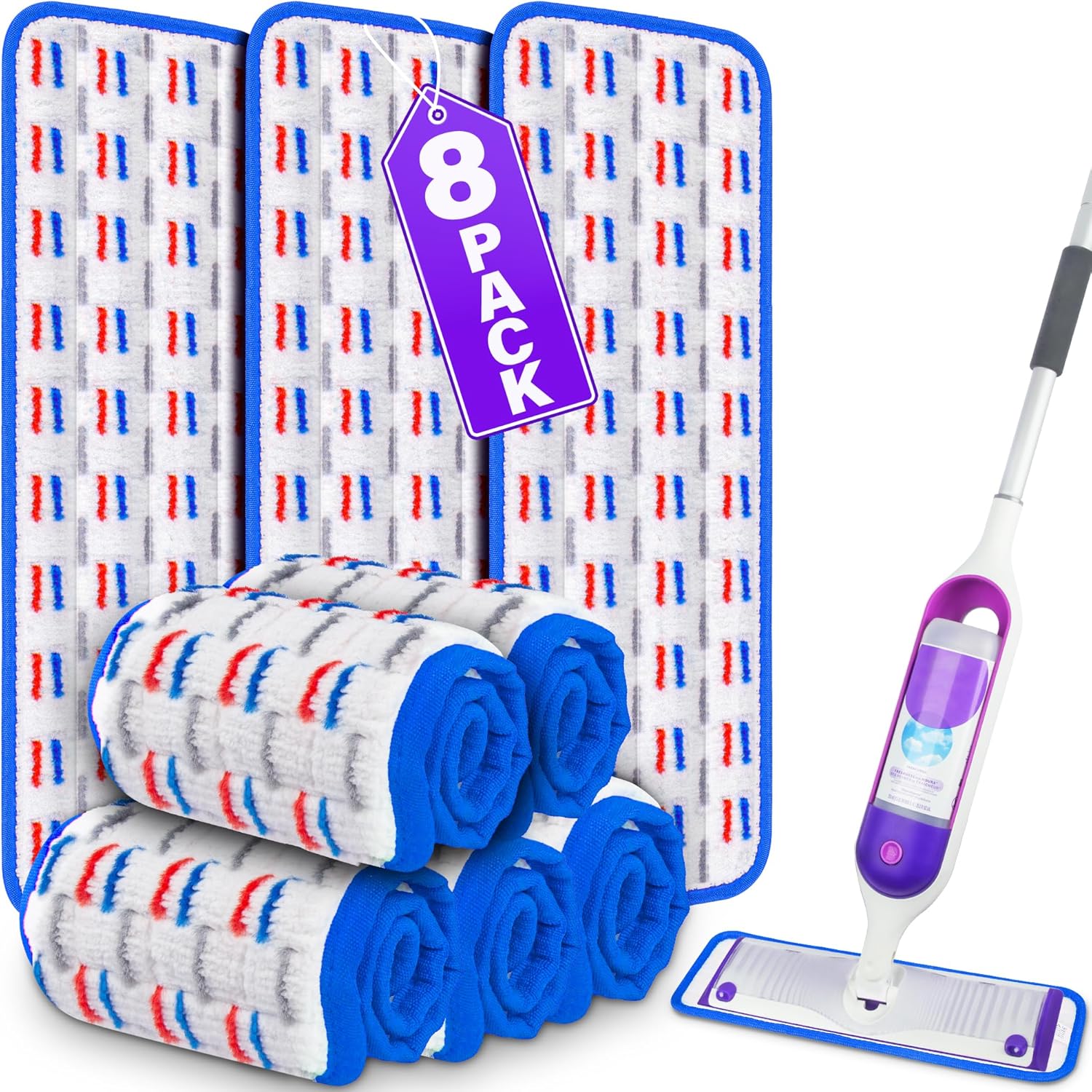 FORSPEEDER 8 Pack Reusable Mop Pads for Swiffer Power Mop