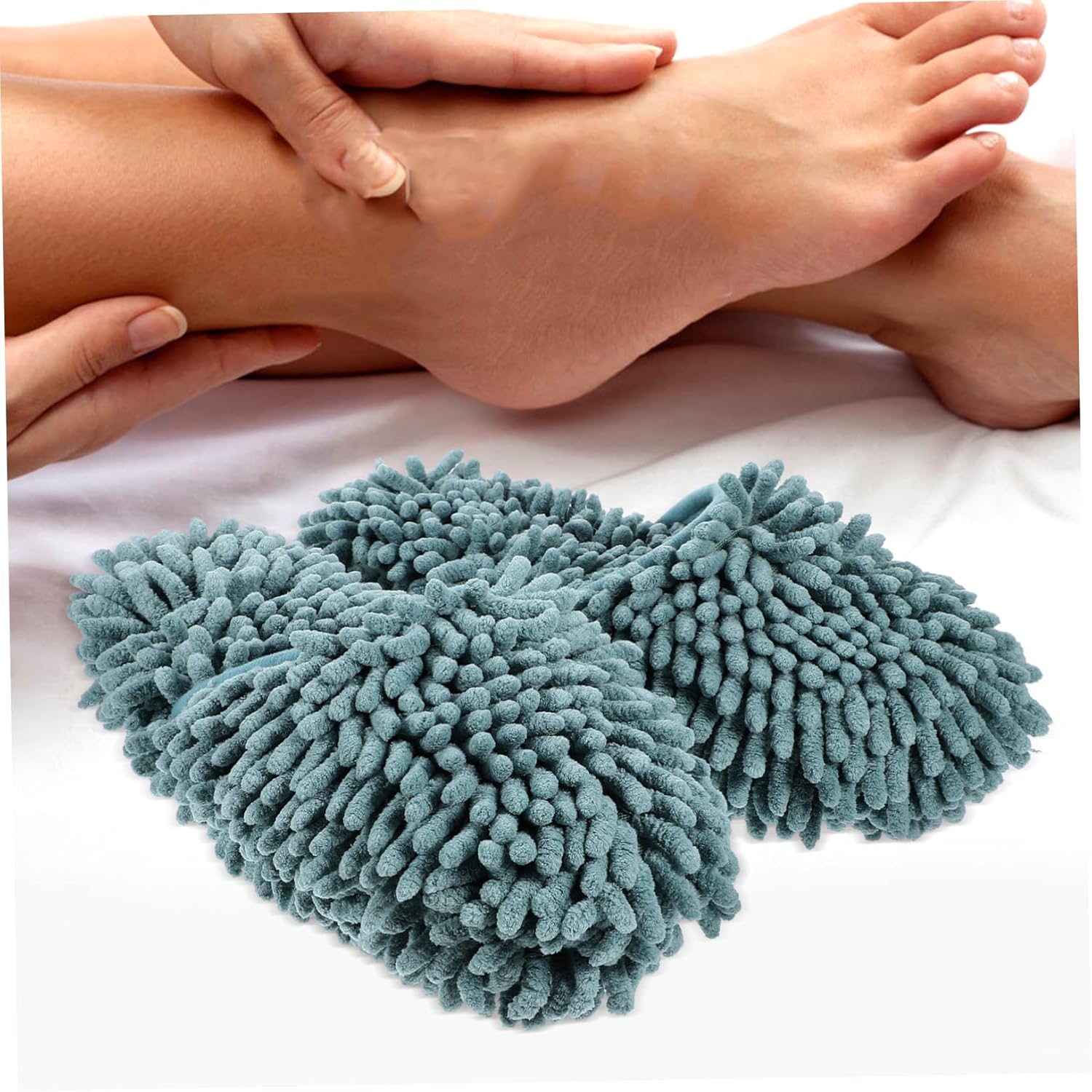 1 Pair Fluffy Mop Slippers for Women Reusable Skid-Resistant Cleaning Shoes