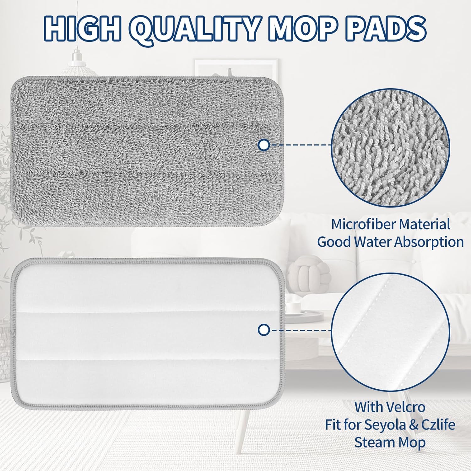Yicotira Microfiber Steam Mop Pads - 4 Pack Reusable Replacement for Seyola FEPPO