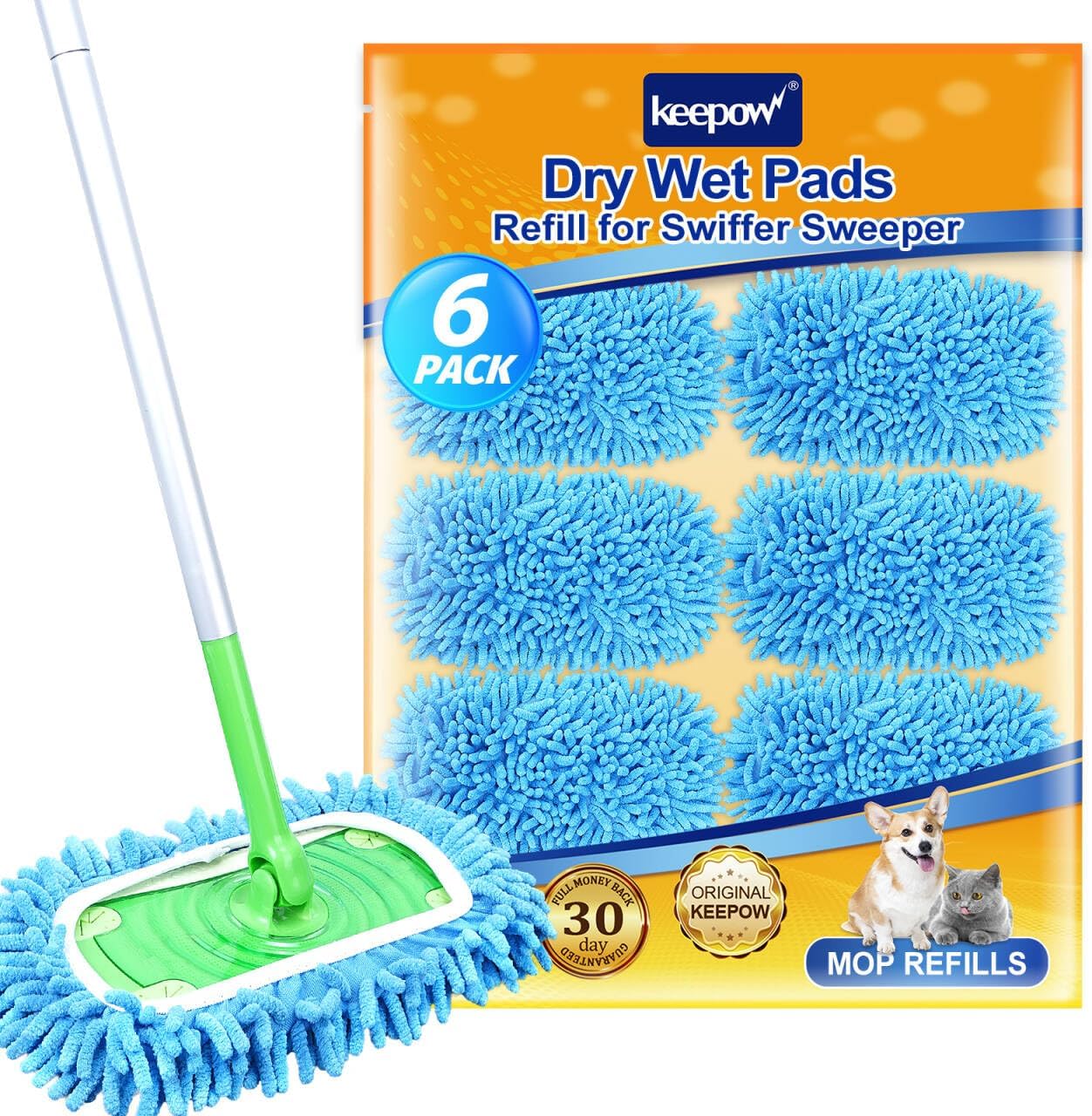 KEEPOW Reusable Microfiber Mop Pads 6 Pack 1