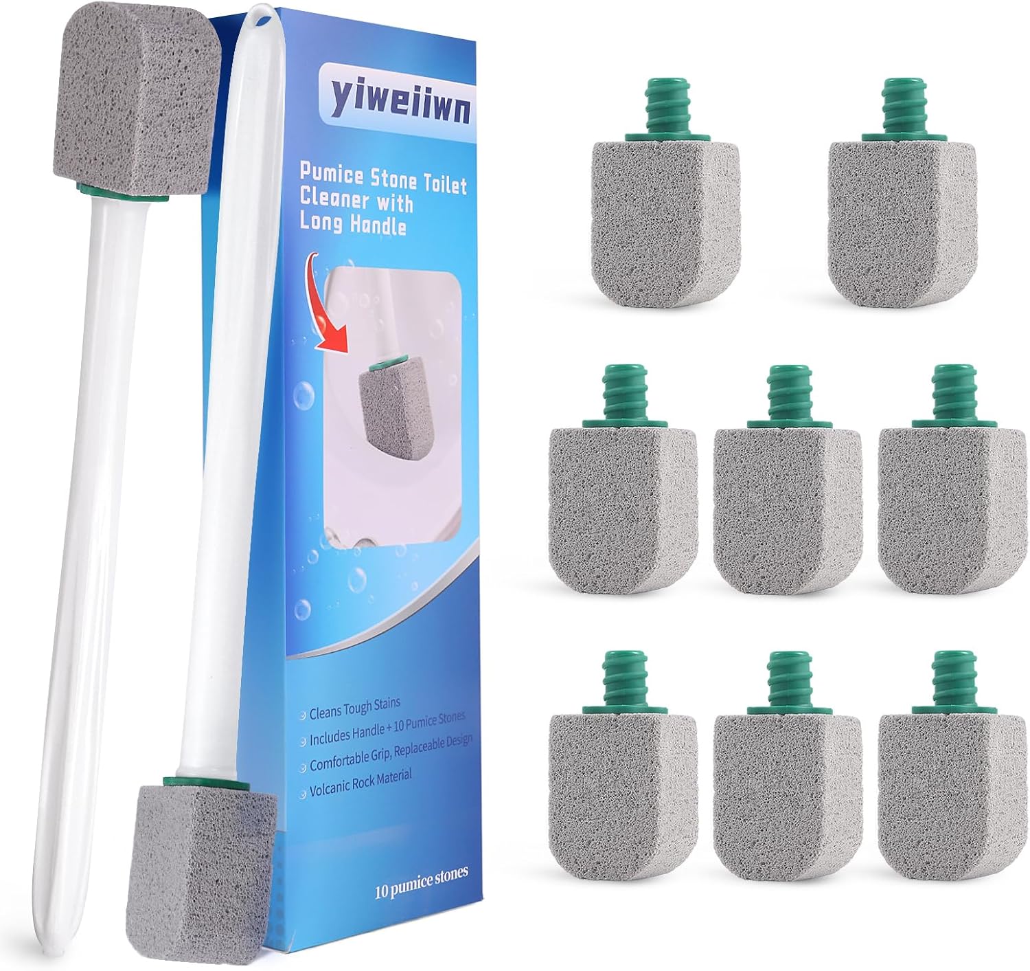 Pumice Stone Toilet Cleaner with 2 Handles and 10 Stones