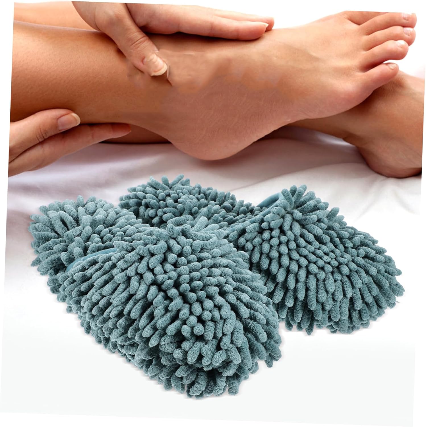 Minkissy 1 Pair Washable Mop Slippers Gray-Green