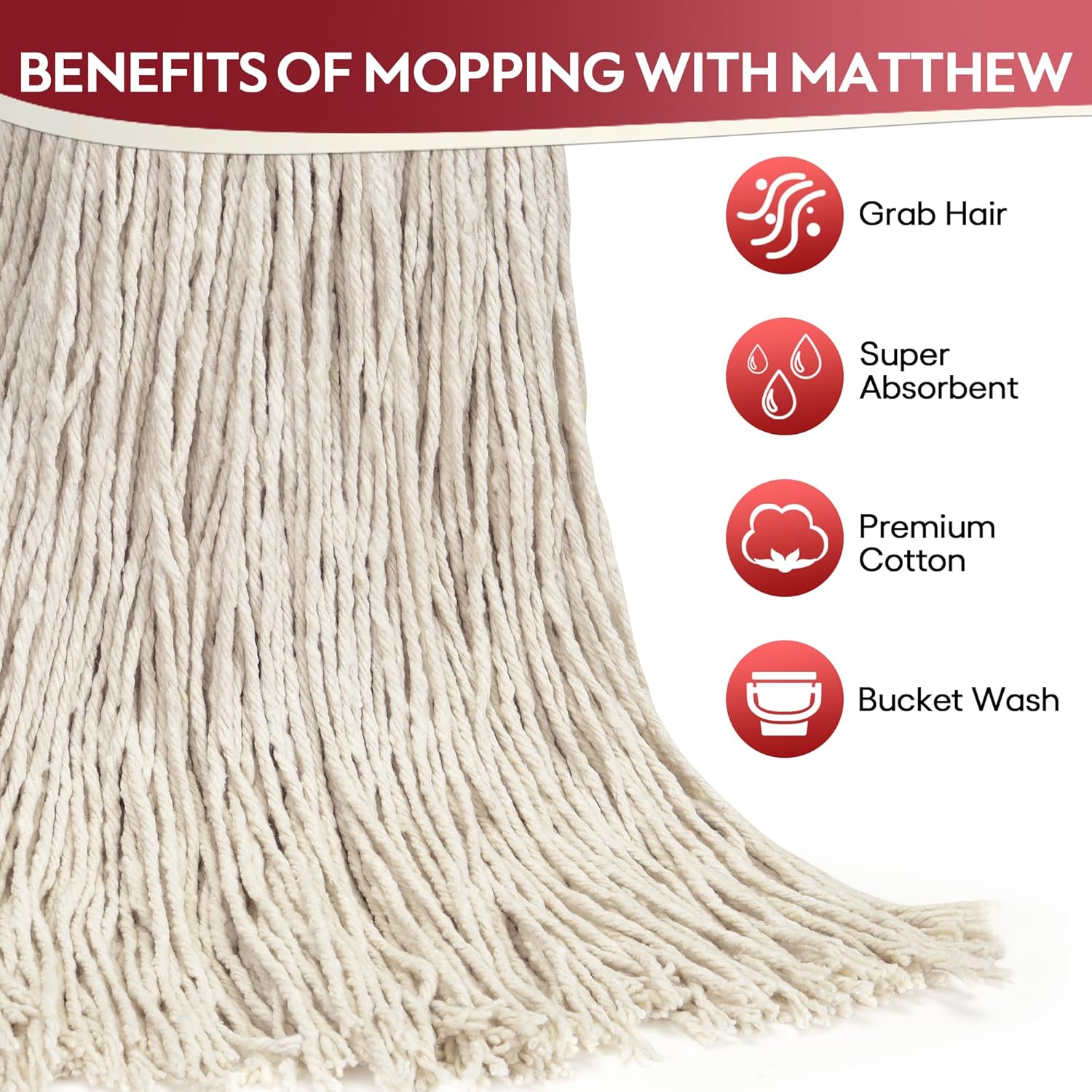 Matthew 24oz Cotton Mop Refills 3-Pack White