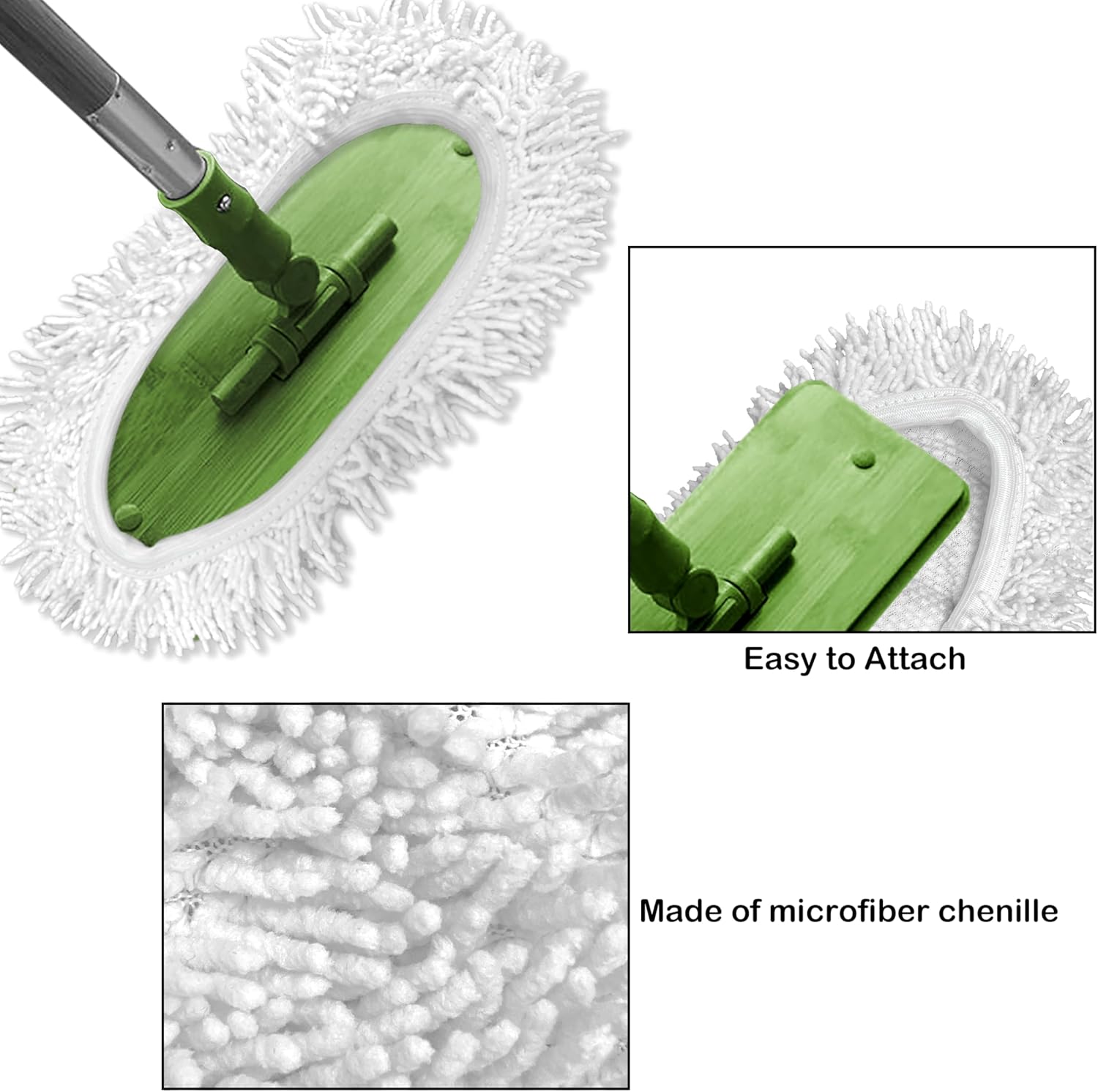 Reusable Microfiber Mop Pads 4 Pack White