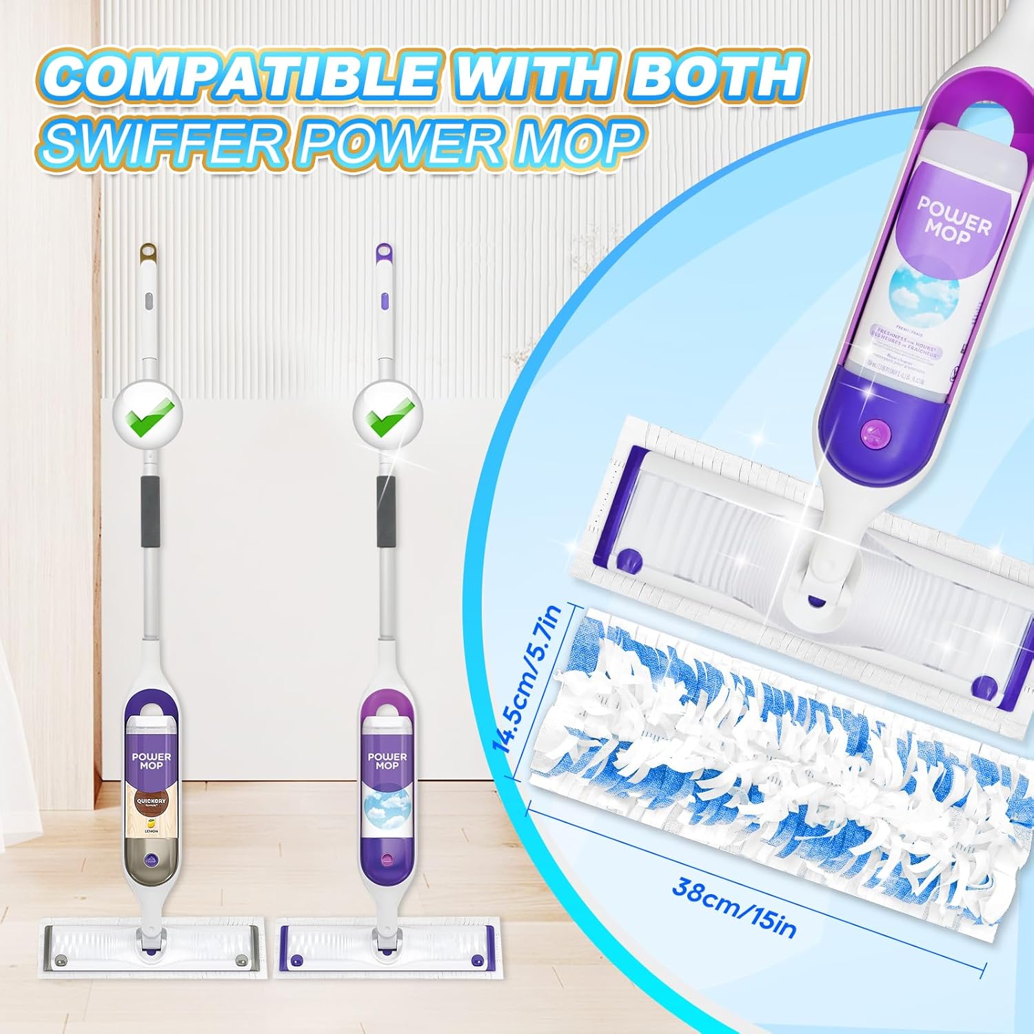 YagoDago 20-Pack Power Mop Refills for Multi-Surface Cleaning
