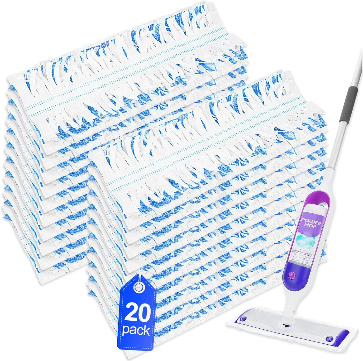 YagoDago 20-Pack Power Mop Refills for Multi-Surface Cleaning