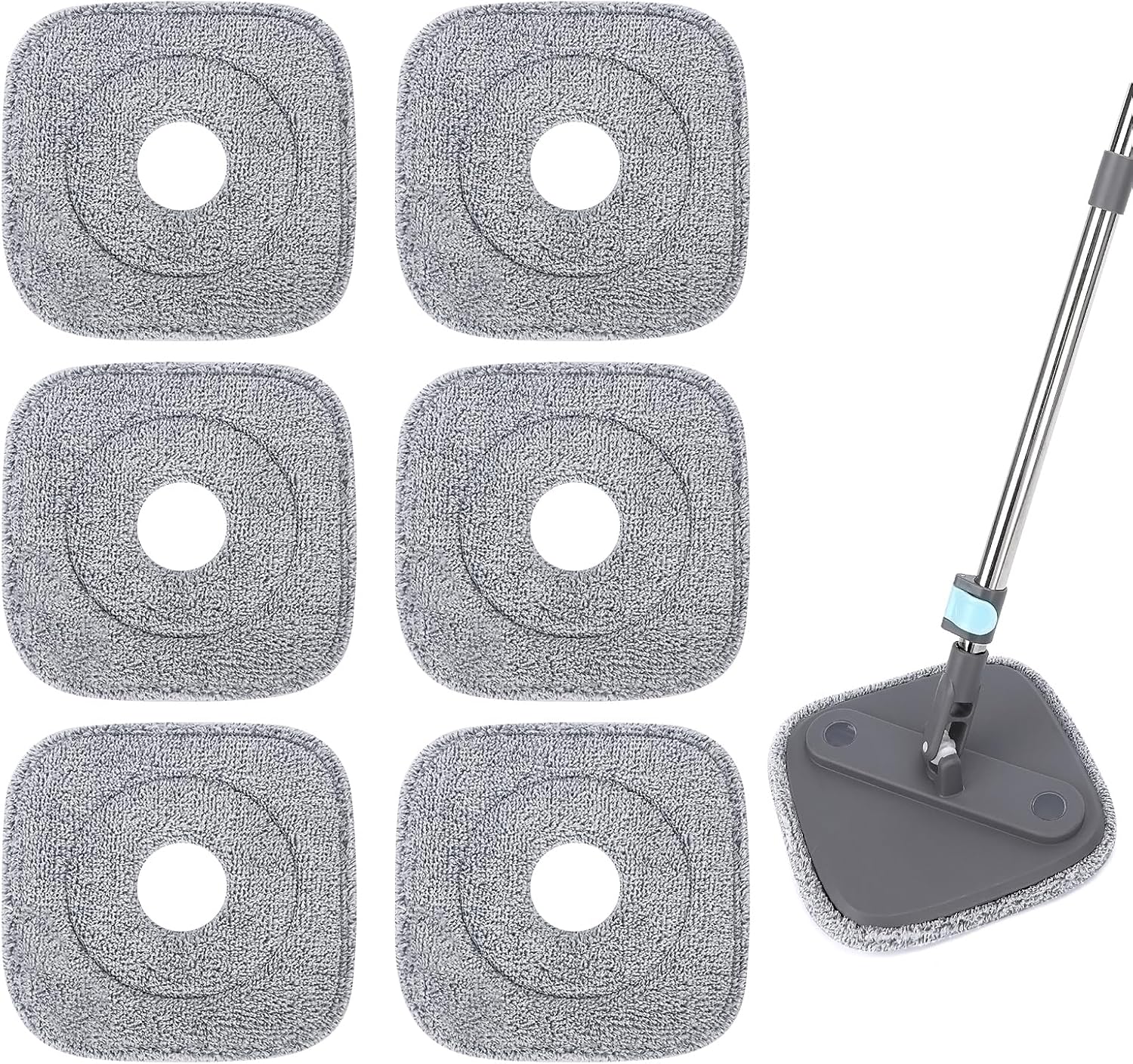 Yicotira Square Microfiber Mop Pads - 6 Pack for True Spin Mop